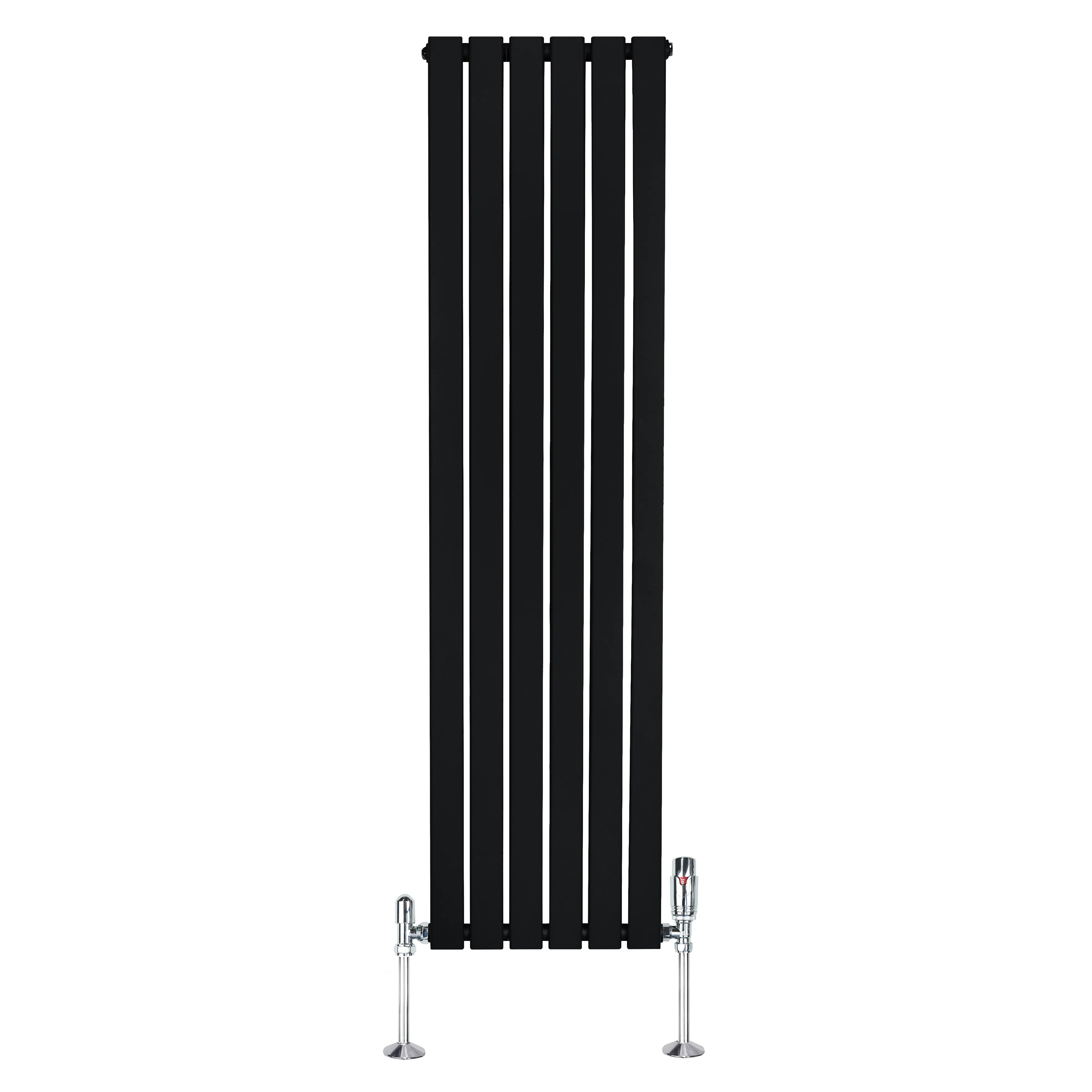 Flat Single Column Radiator & Valves – 1600mm x 420mm – Black