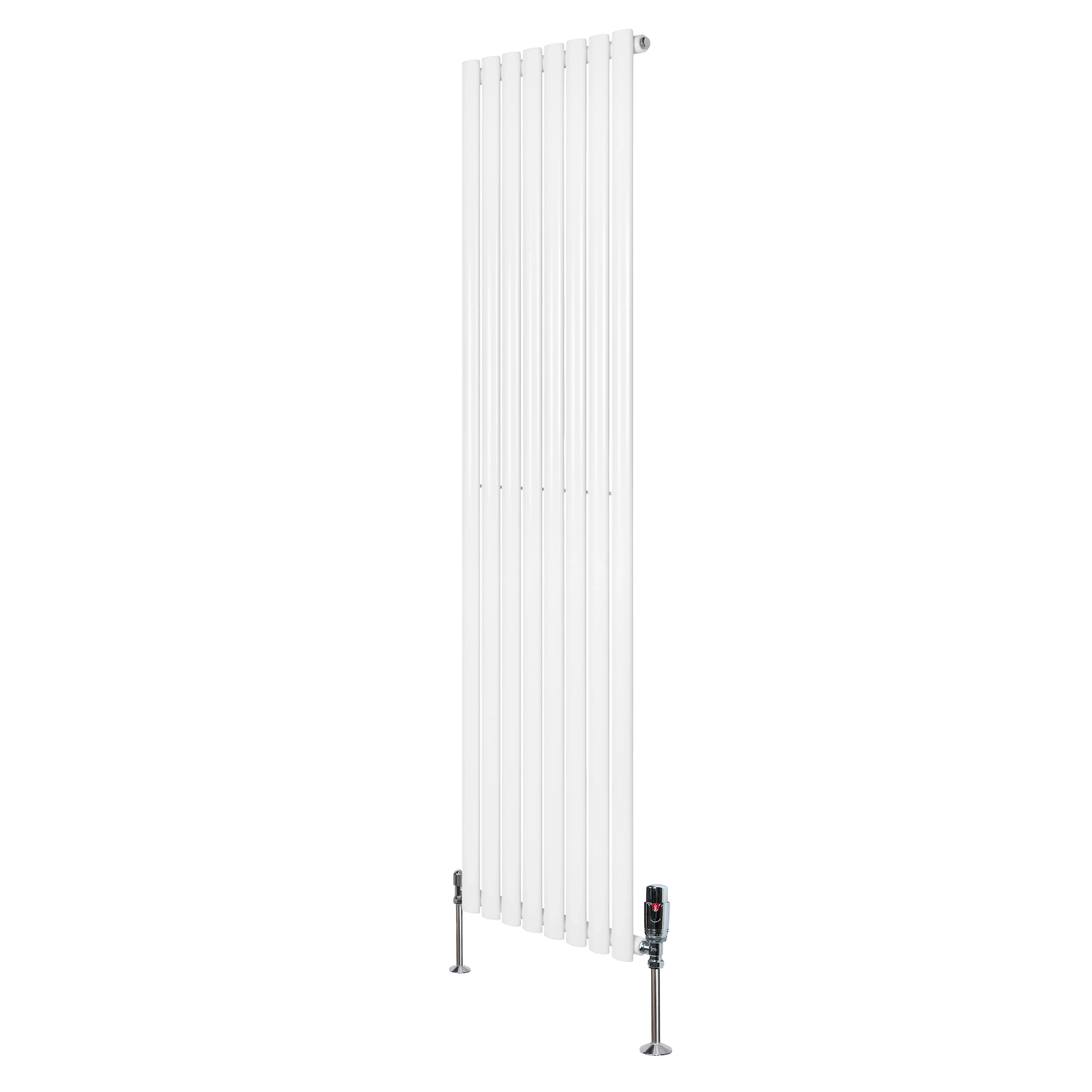 Oval Single Column Radiator & Valves – 1800mm x 480mm – White