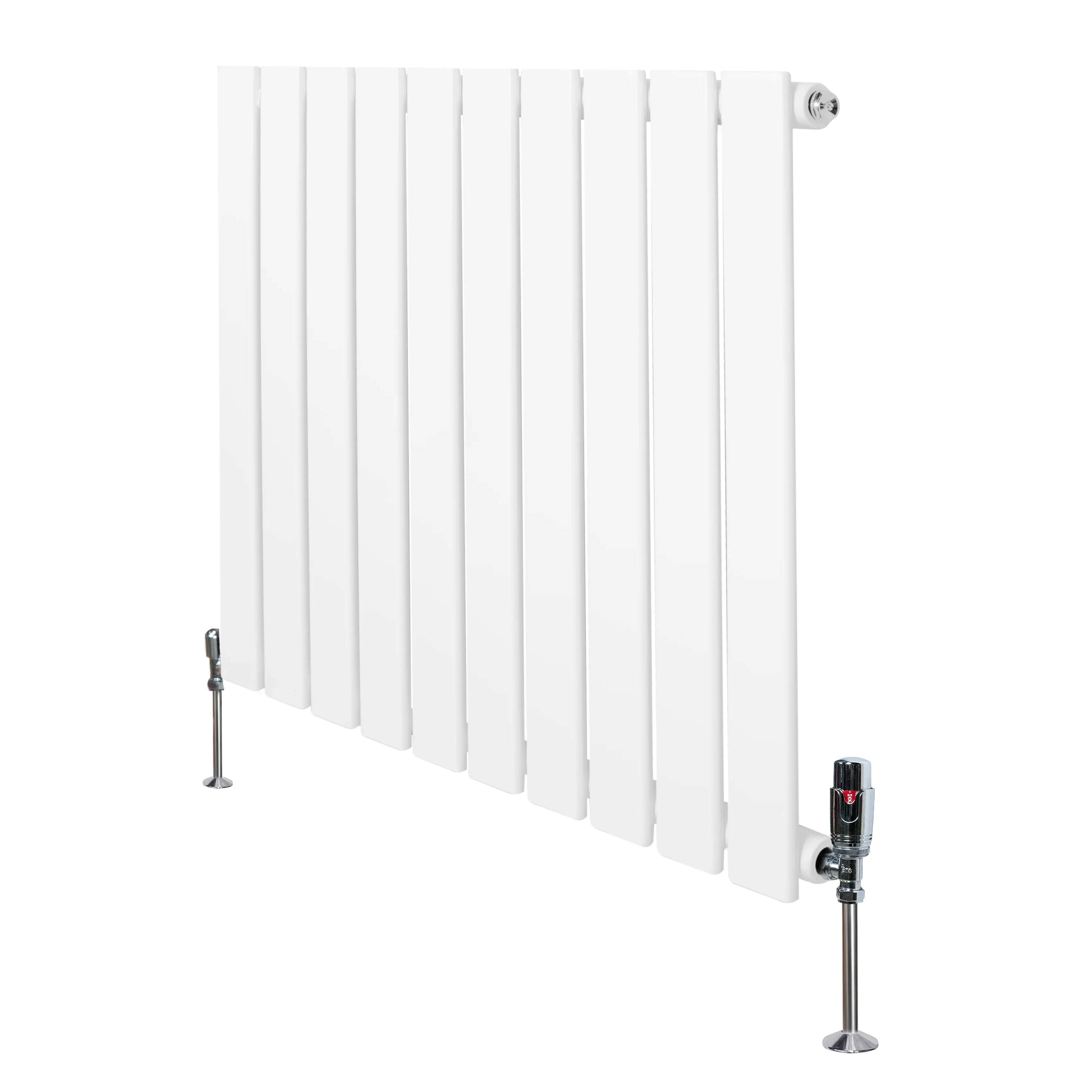 Flat Single Column Radiator & Valves – 600mm x 700mm – White