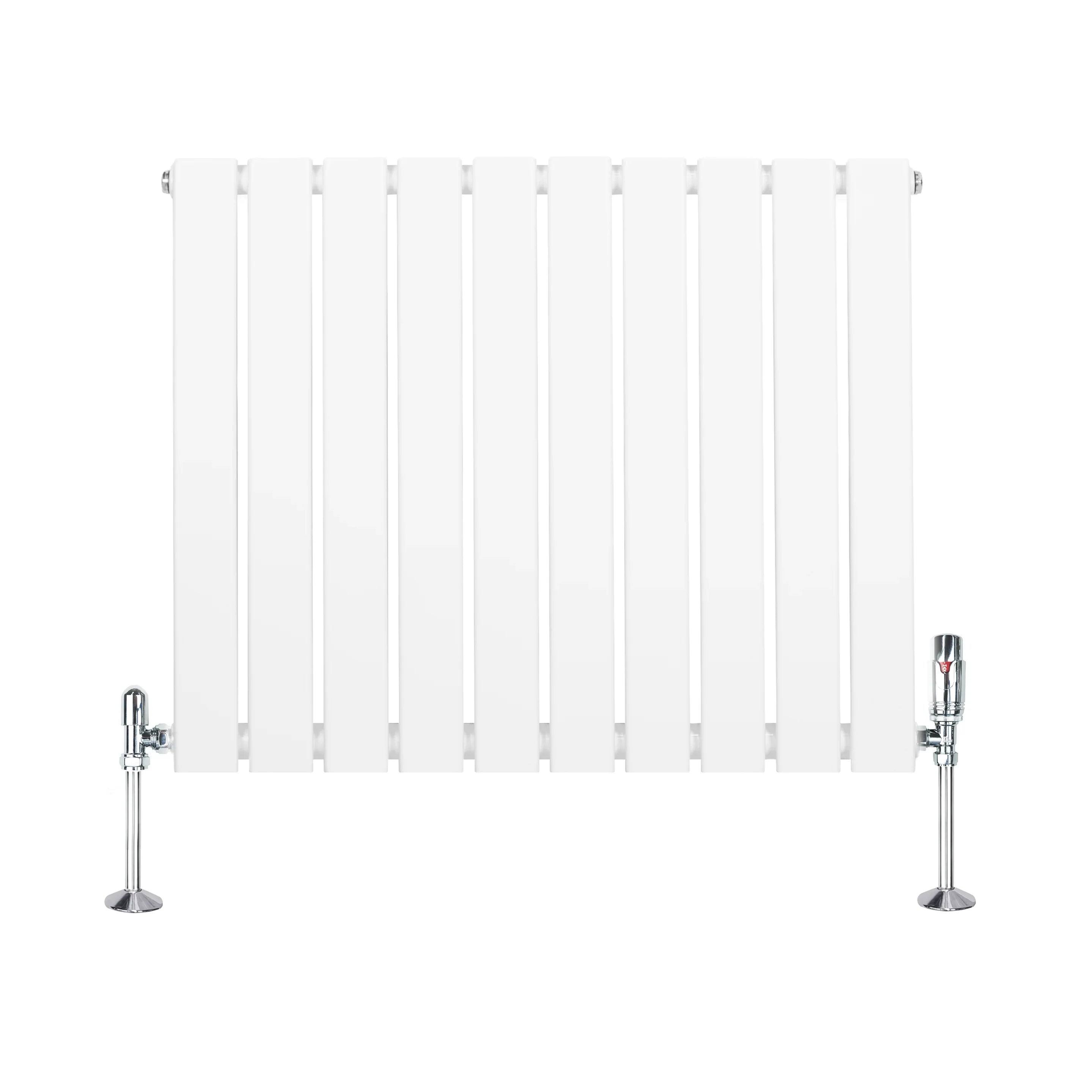Flat Single Column Radiator & Valves – 600mm x 700mm – White