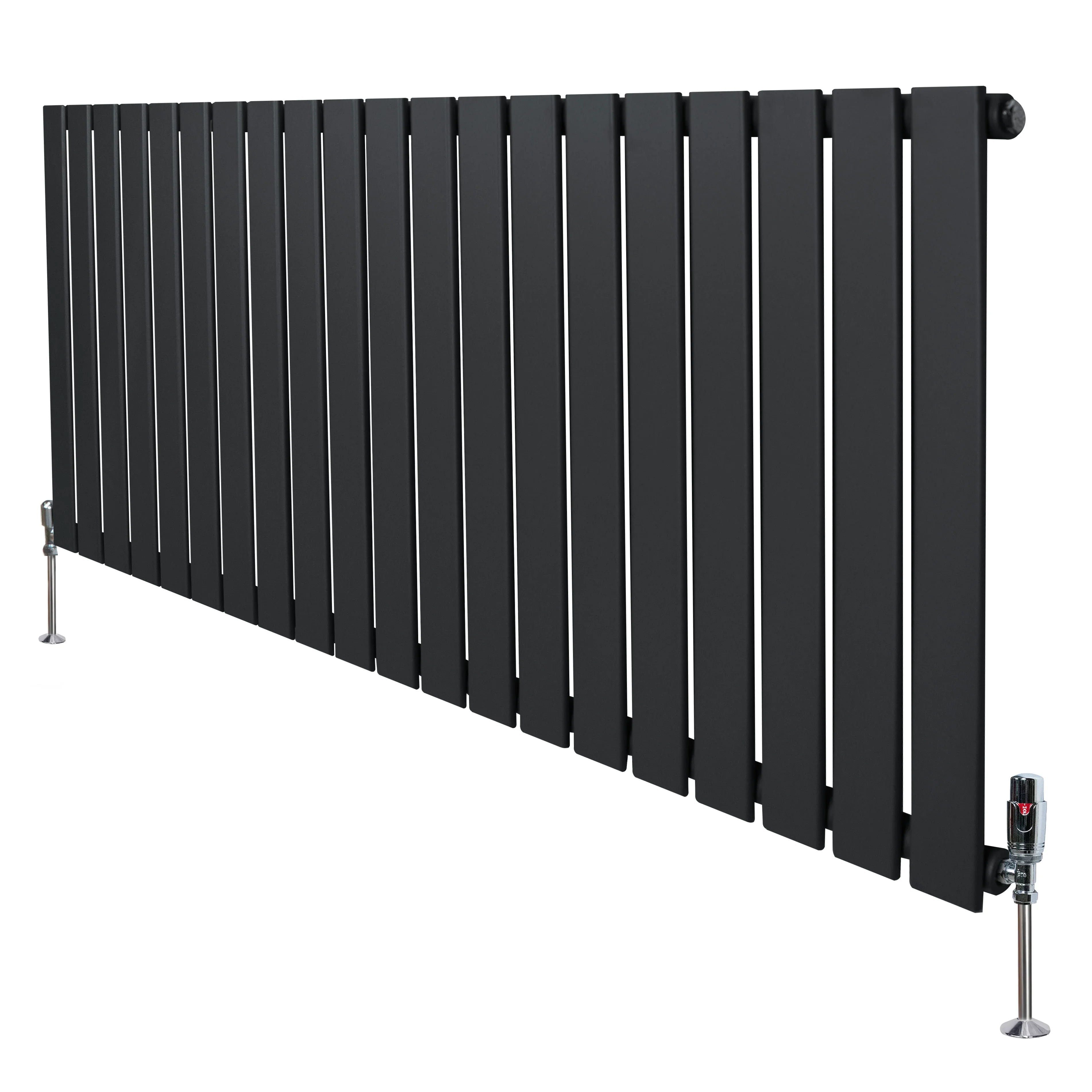Flat Single Column Radiator & Valves – 600mm x 1400mm – Anthracite Grey