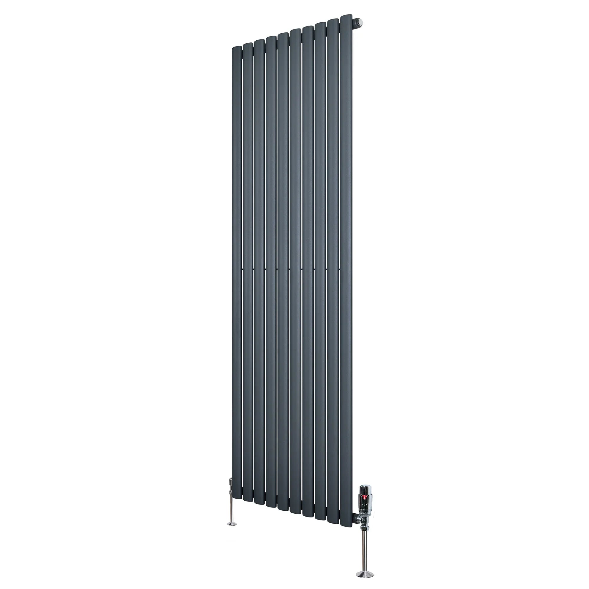 Oval Single Column Radiator & Valves – 1800mm x 600mm – Anthracite Grey