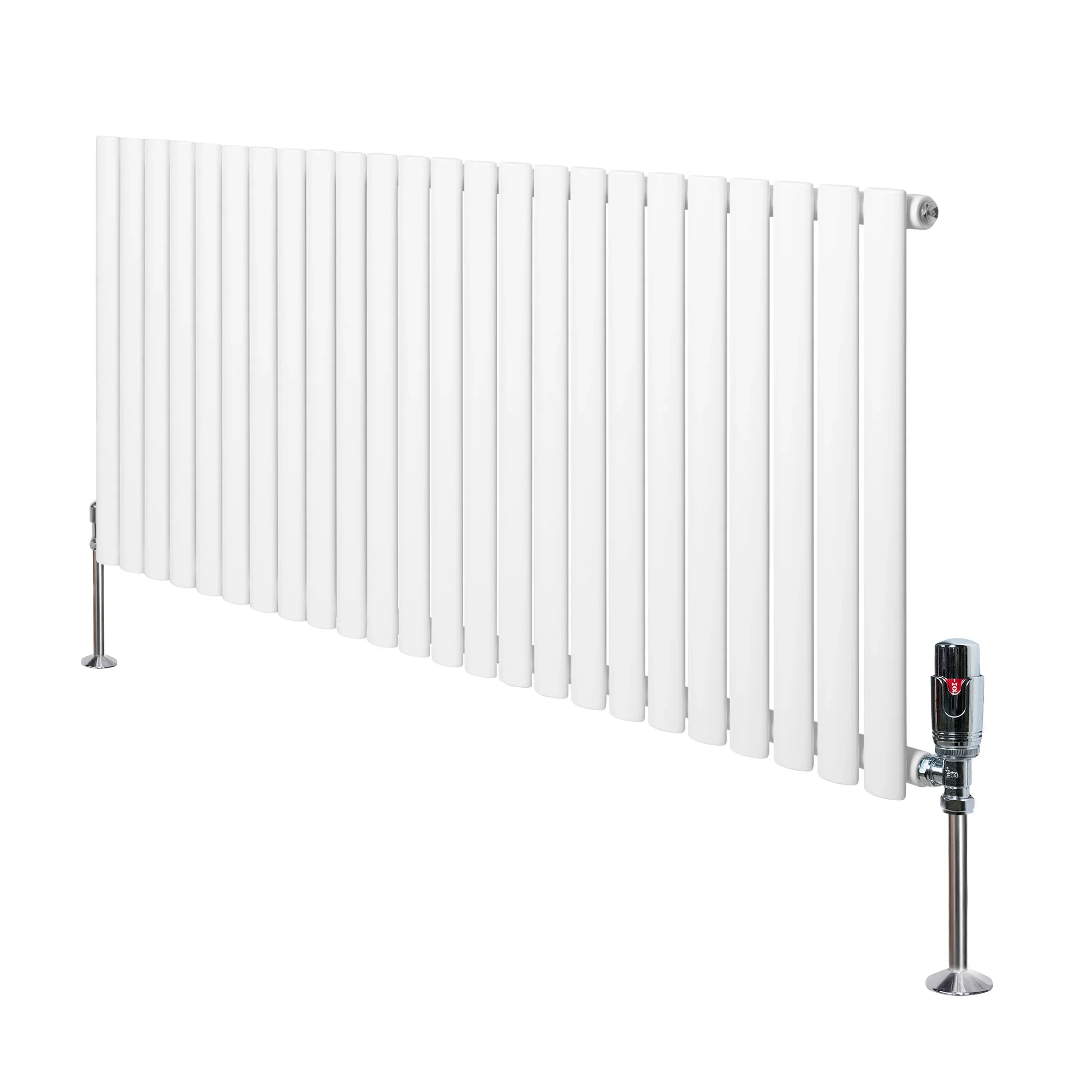 Oval Single Column Radiator & Valves – 600mm x 1440mm – White