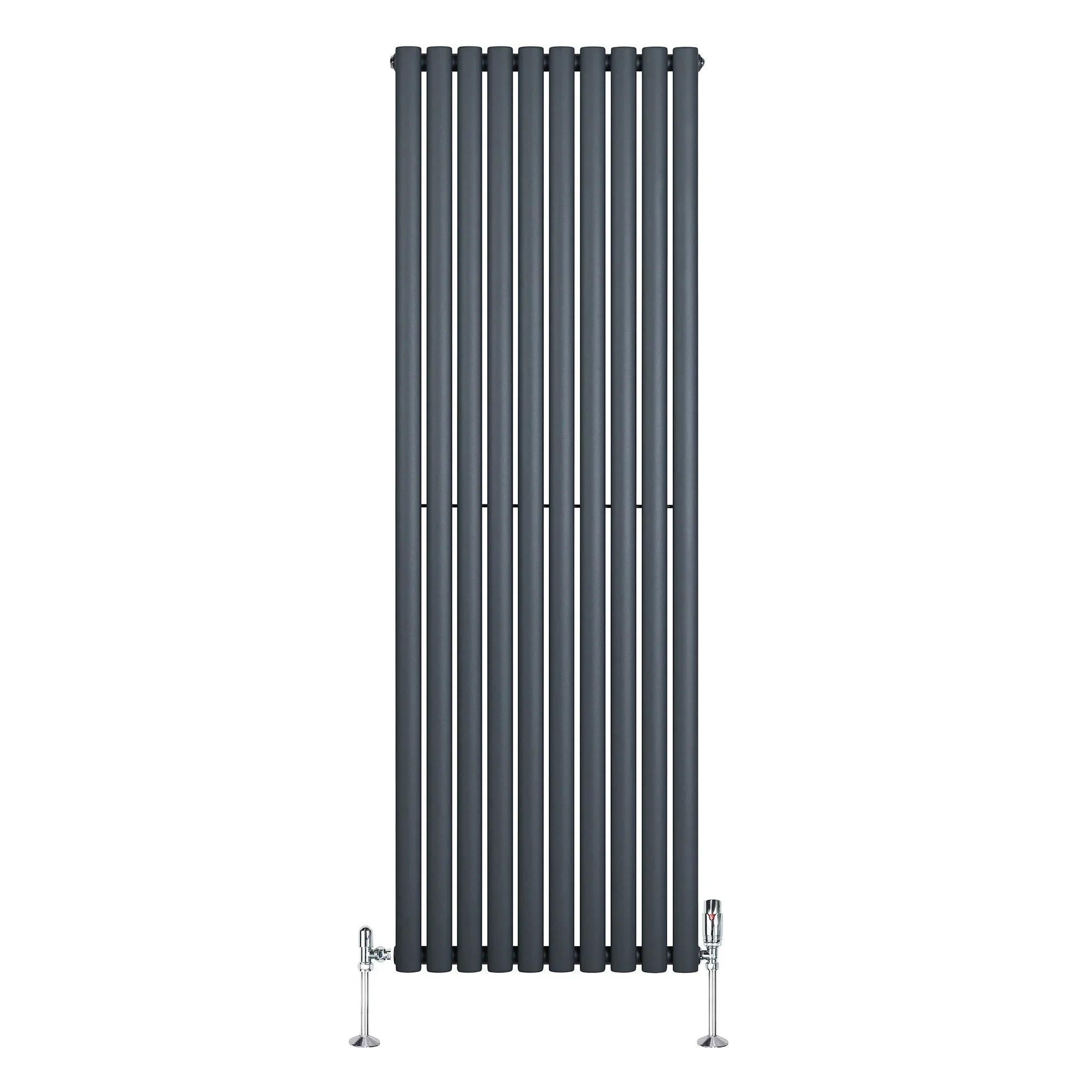 Oval Single Column Radiator & Valves – 1800mm x 600mm – Anthracite Grey