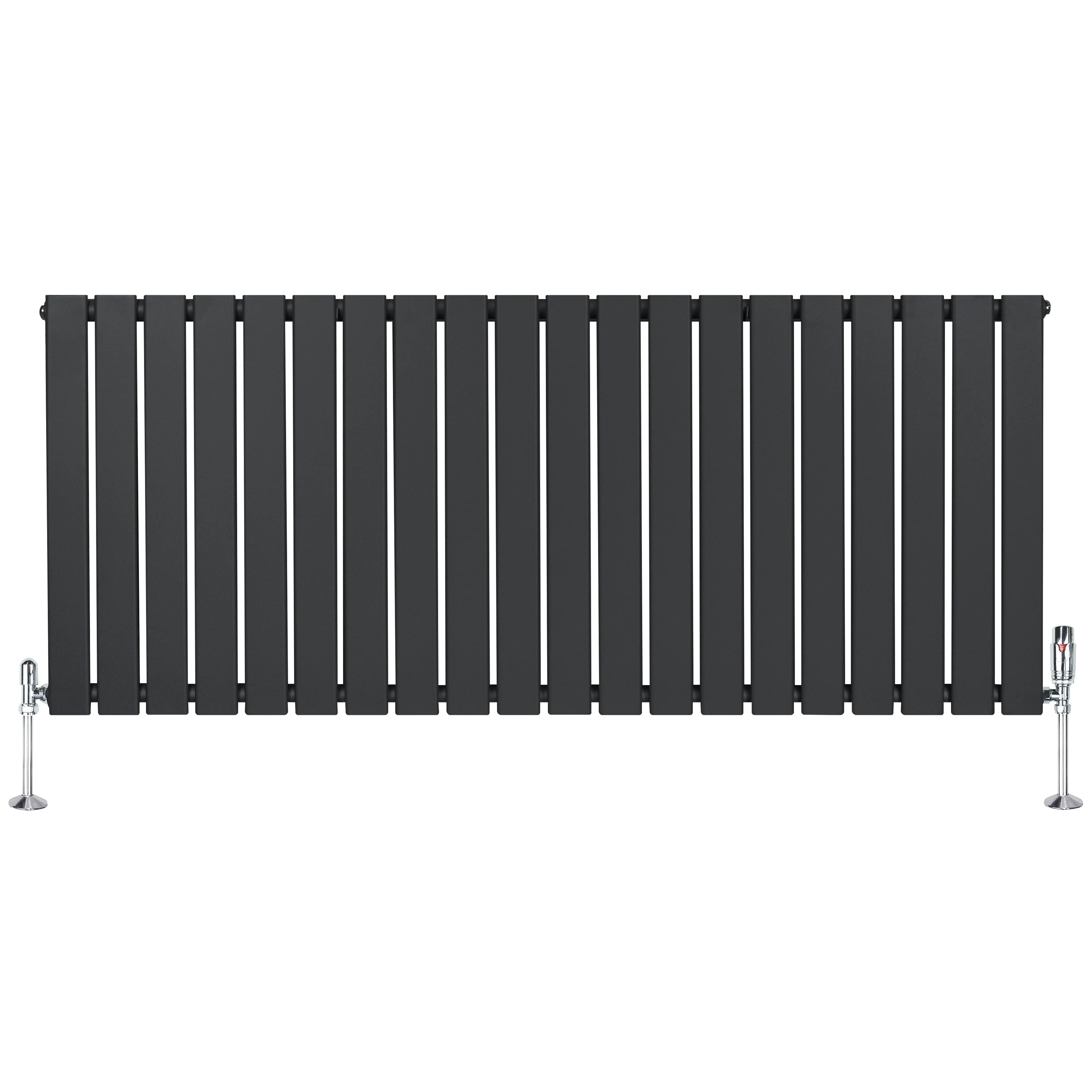 Flat Single Column Radiator & Valves – 600mm x 1400mm – Anthracite Grey