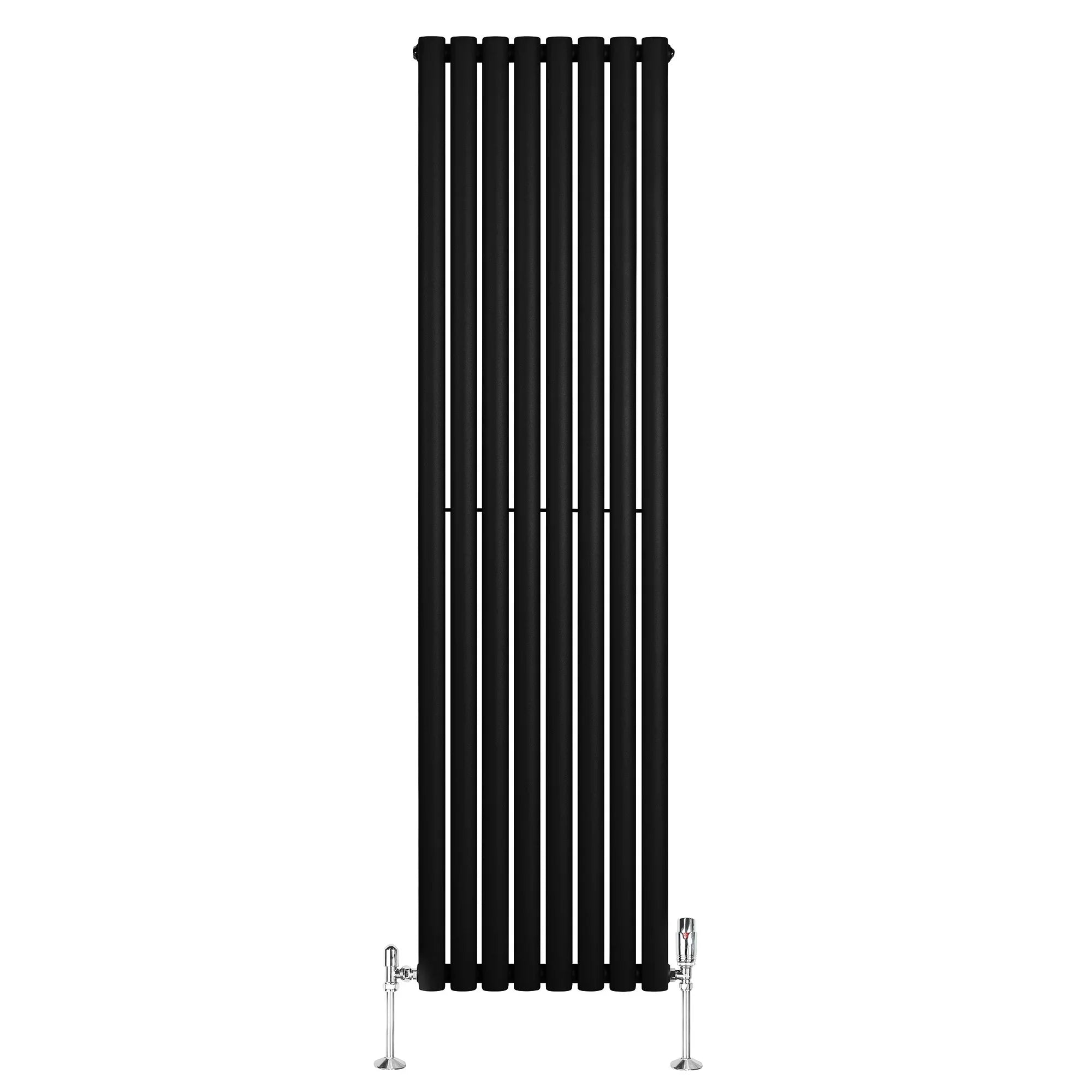 Oval Single Column Radiator & Valves – 1800mm x 480mm – Black