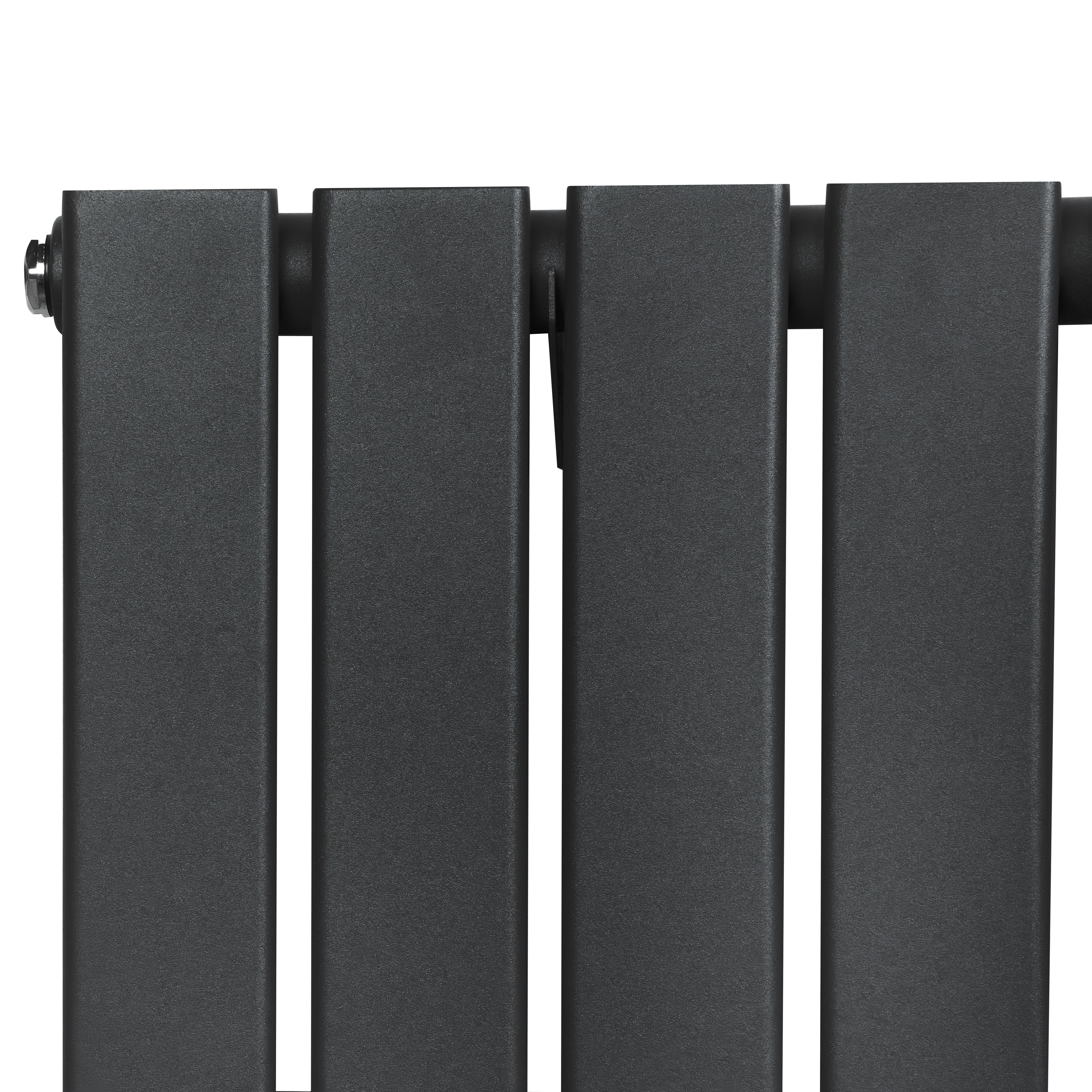 Flat Single Column Radiator & Valves – 1600mm x 420mm – Anthracite Grey
