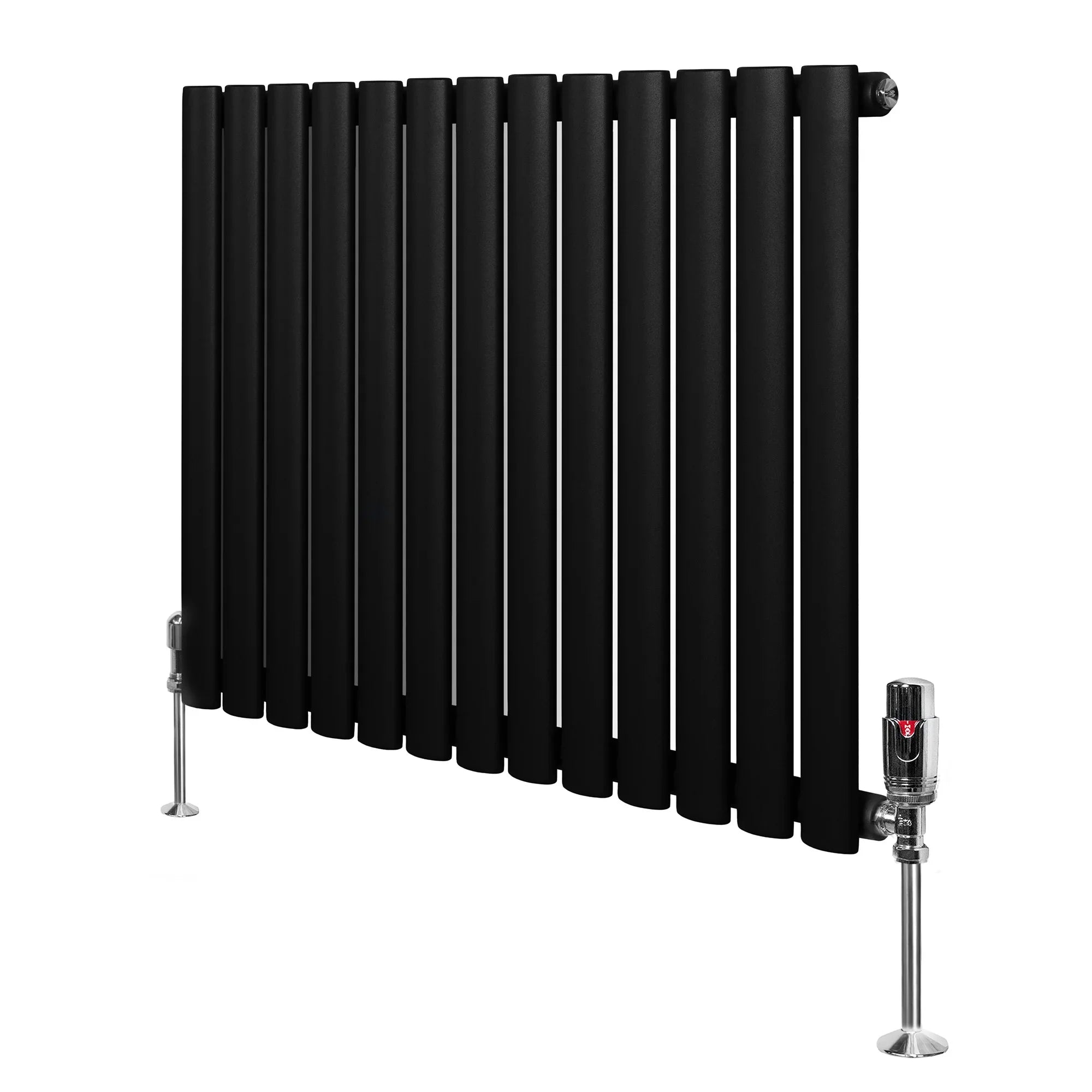 Oval Single Column Radiator & Valves – 600mm x 780mm – Black