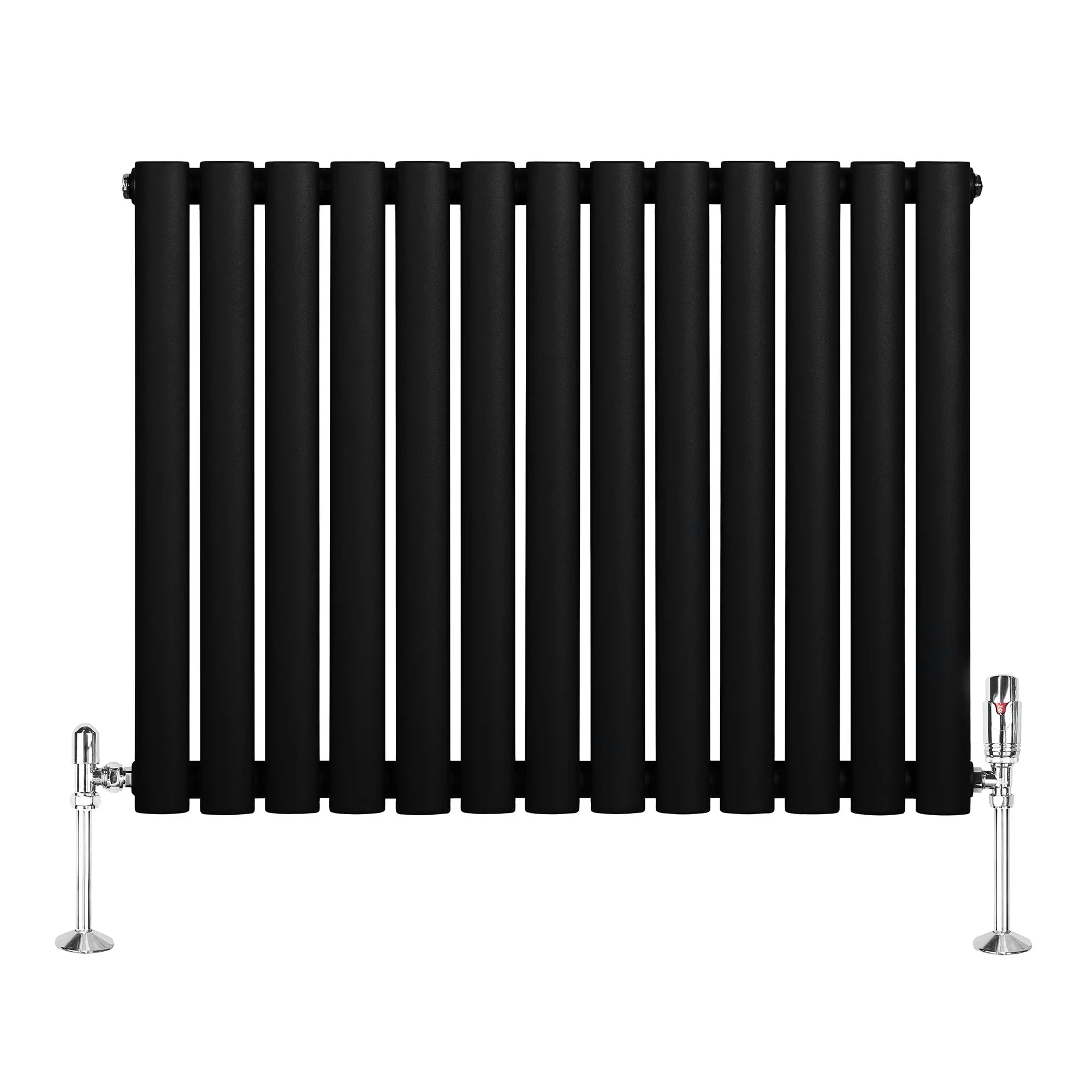 Oval Single Column Radiator & Valves – 600mm x 780mm – Black