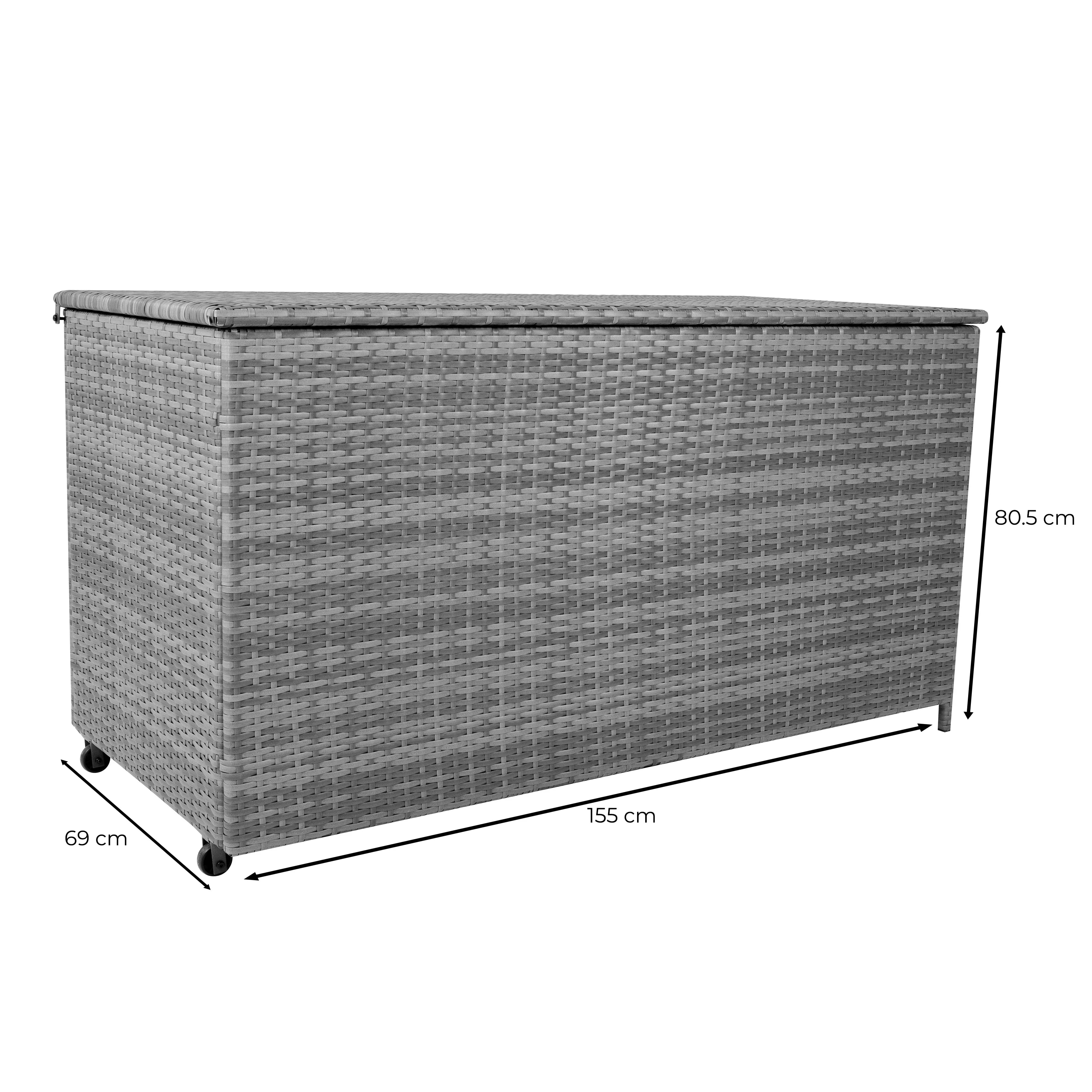 Rattan Cushion Storage Box 700L - Grey