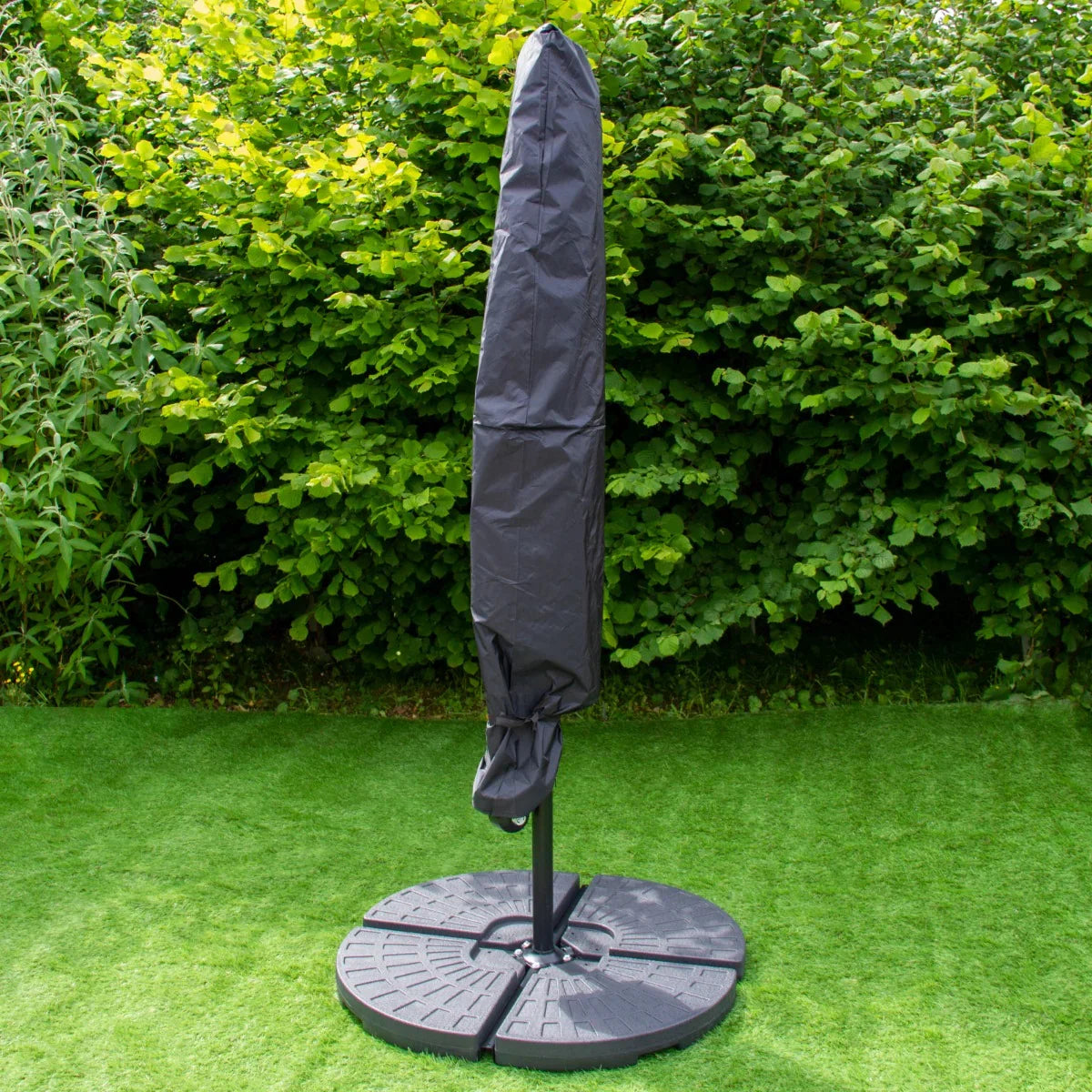 Green 3m LED Cantilever Parasol With Fan Base