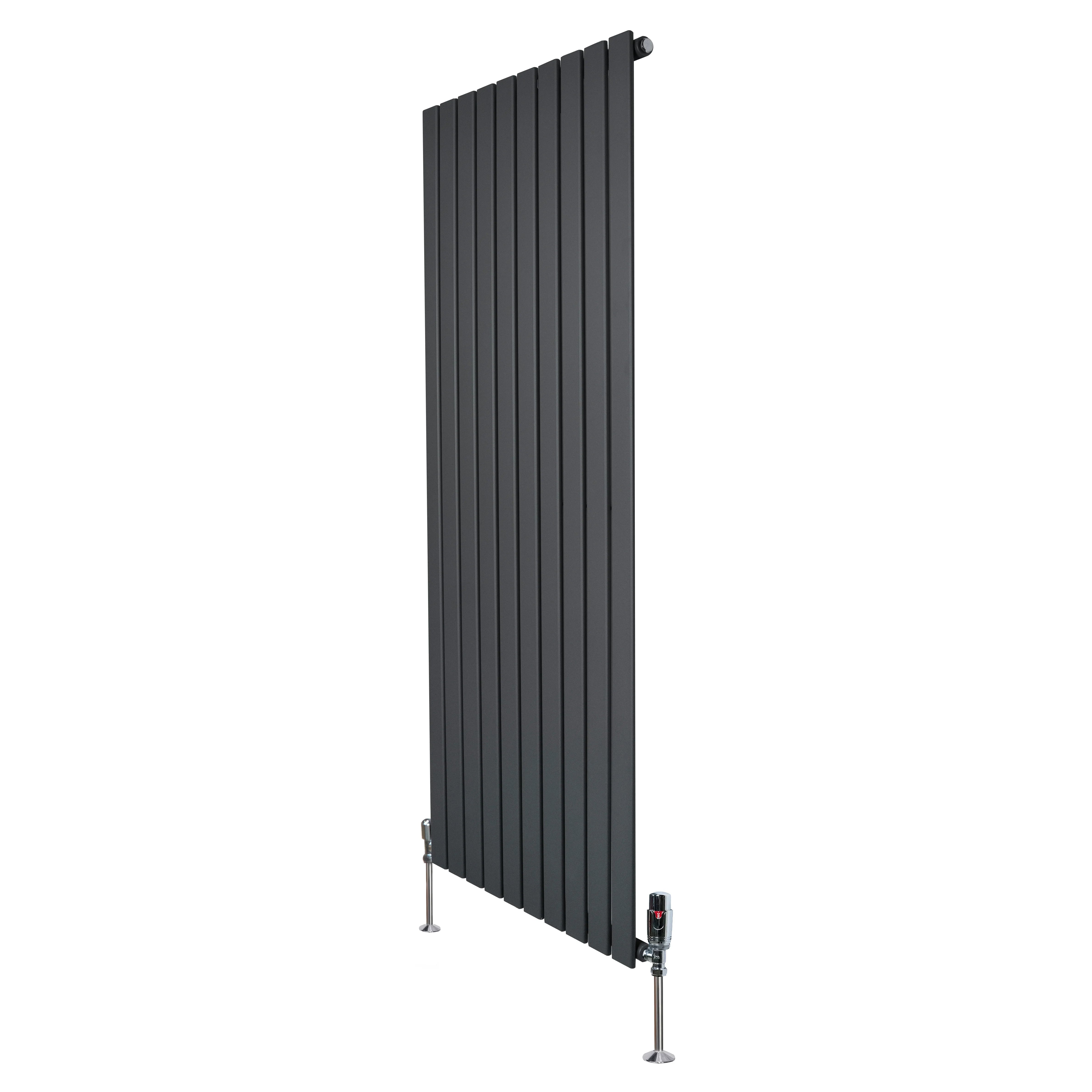 Flat Single Column Radiator – 1600mm x 700mm & Valves – Anthracite Grey