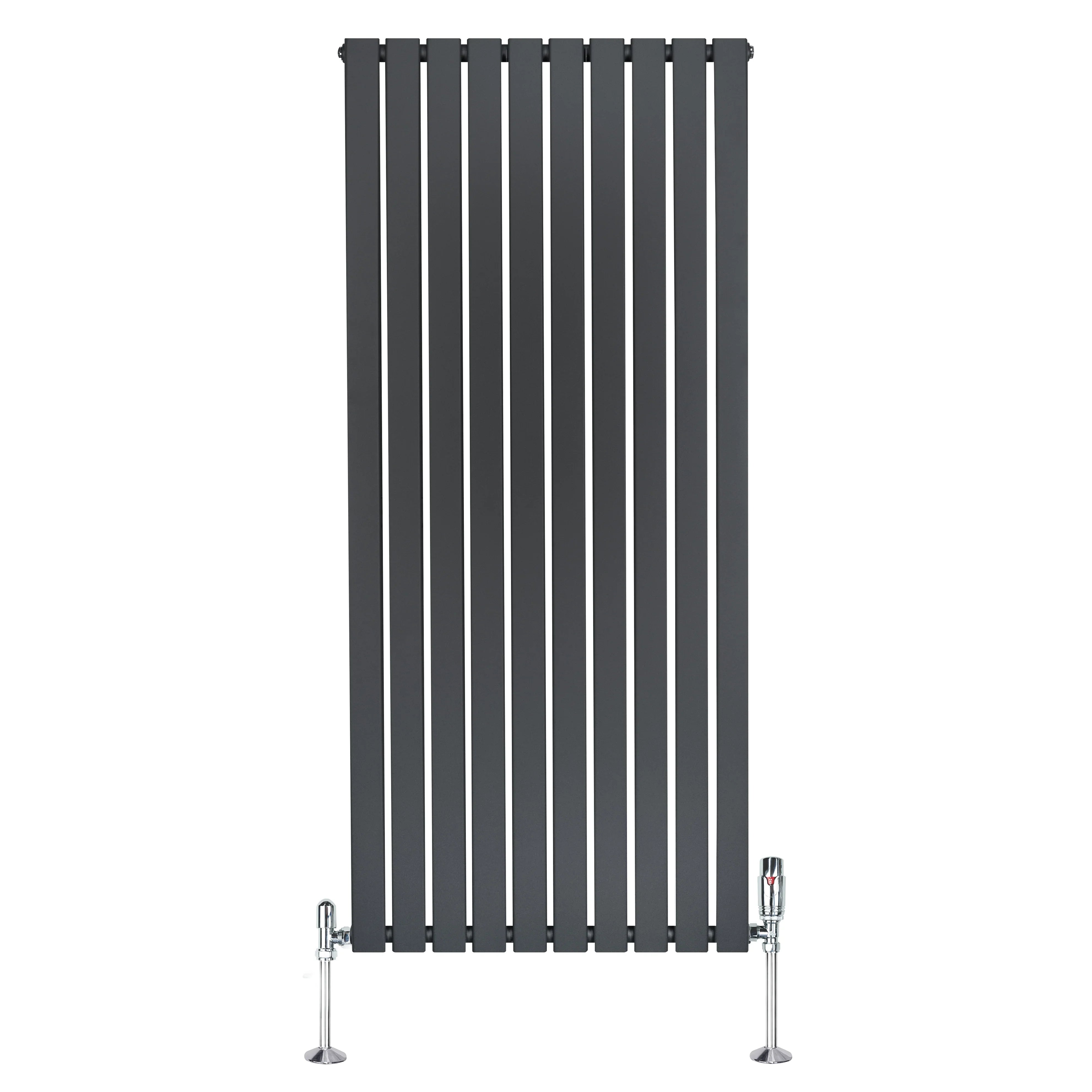Flat Single Column Radiator – 1600mm x 700mm & Valves – Anthracite Grey