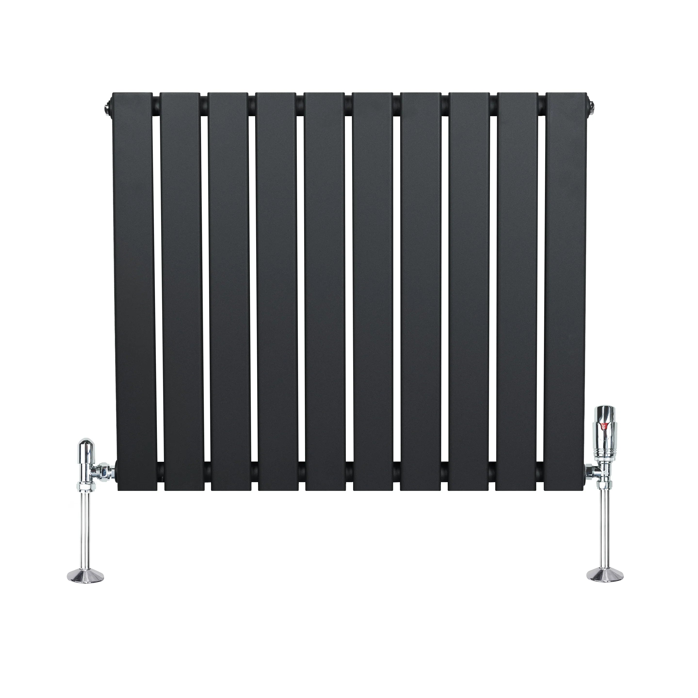 Flat Single Column Radiator & Valves – 600mm x 700mm – Anthracite Grey