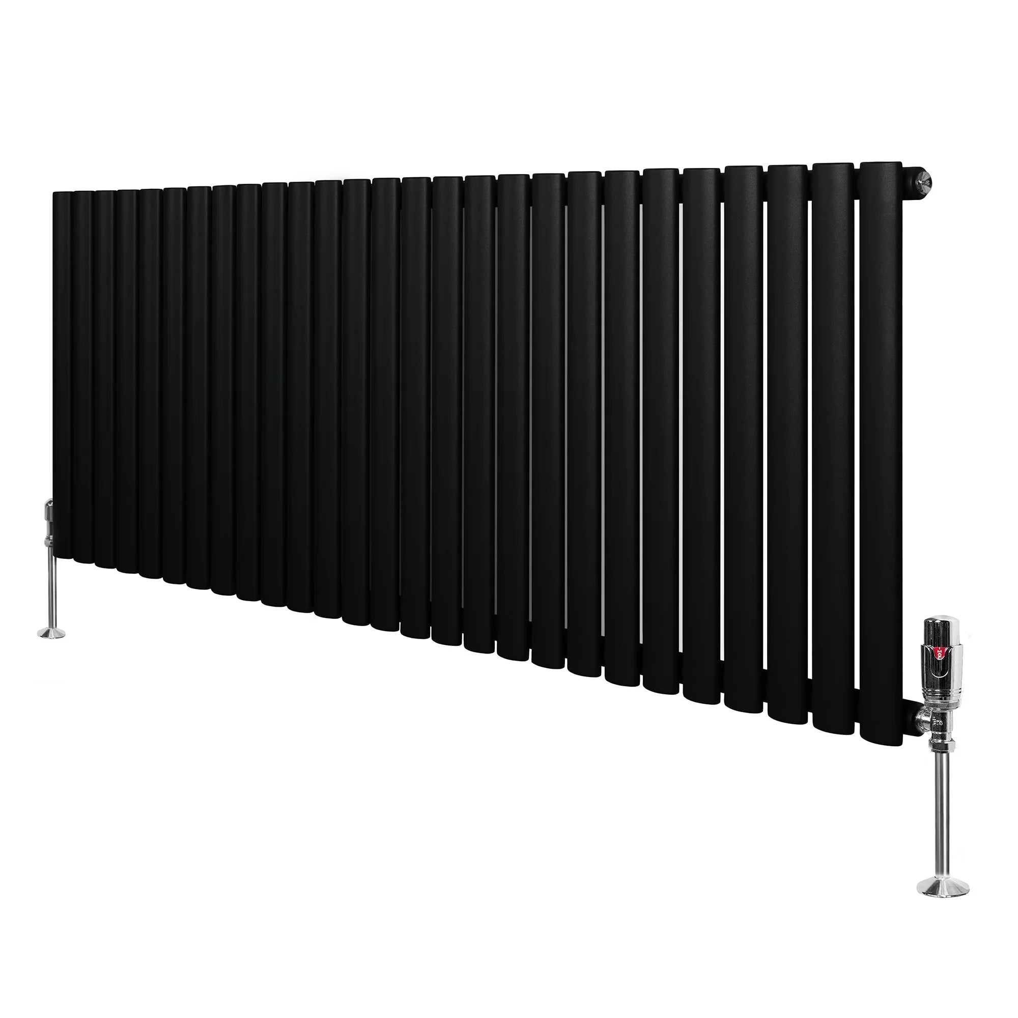 Oval Single Column Radiator & Valves – 600mm x 1620mm – Black