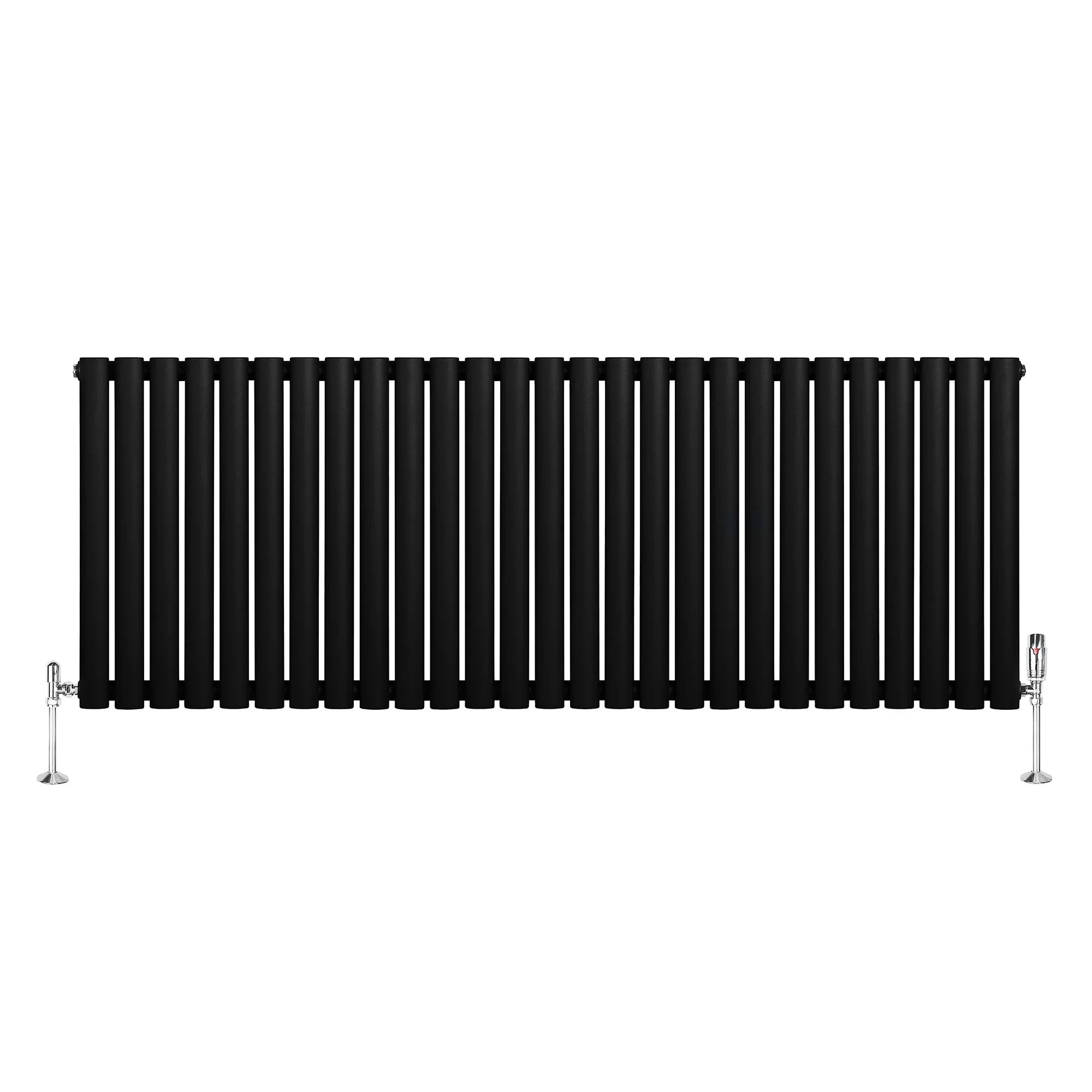 Oval Single Column Radiator & Valves – 600mm x 1620mm – Black