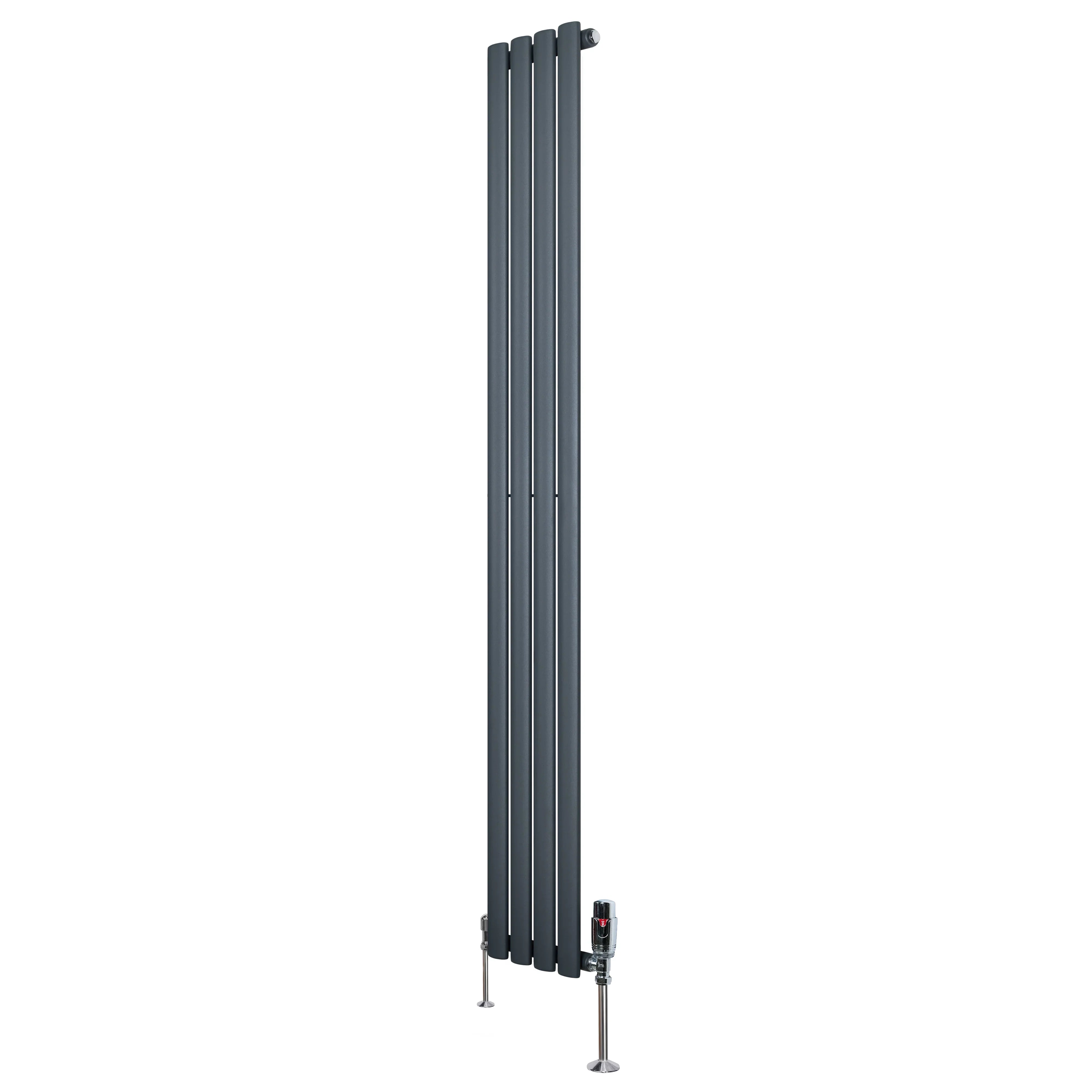 Oval Single Column Radiator & Valves – 1800mm x 240mm – Anthracite Grey