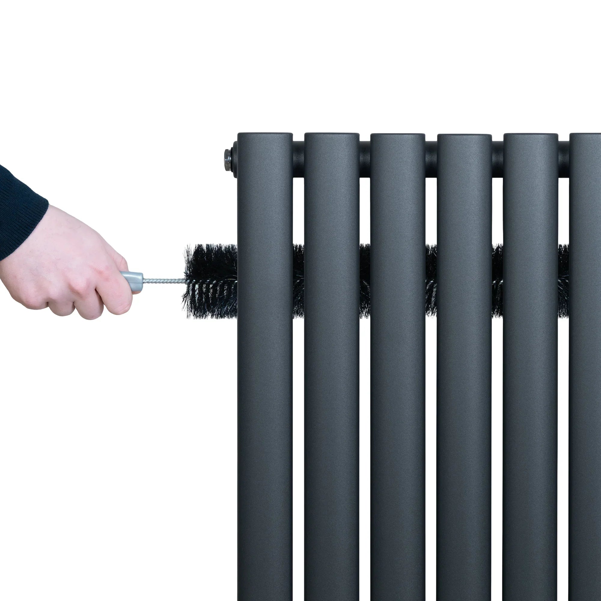 Oval Single Column Radiator & Valves – 1800mm x 240mm – Anthracite Grey