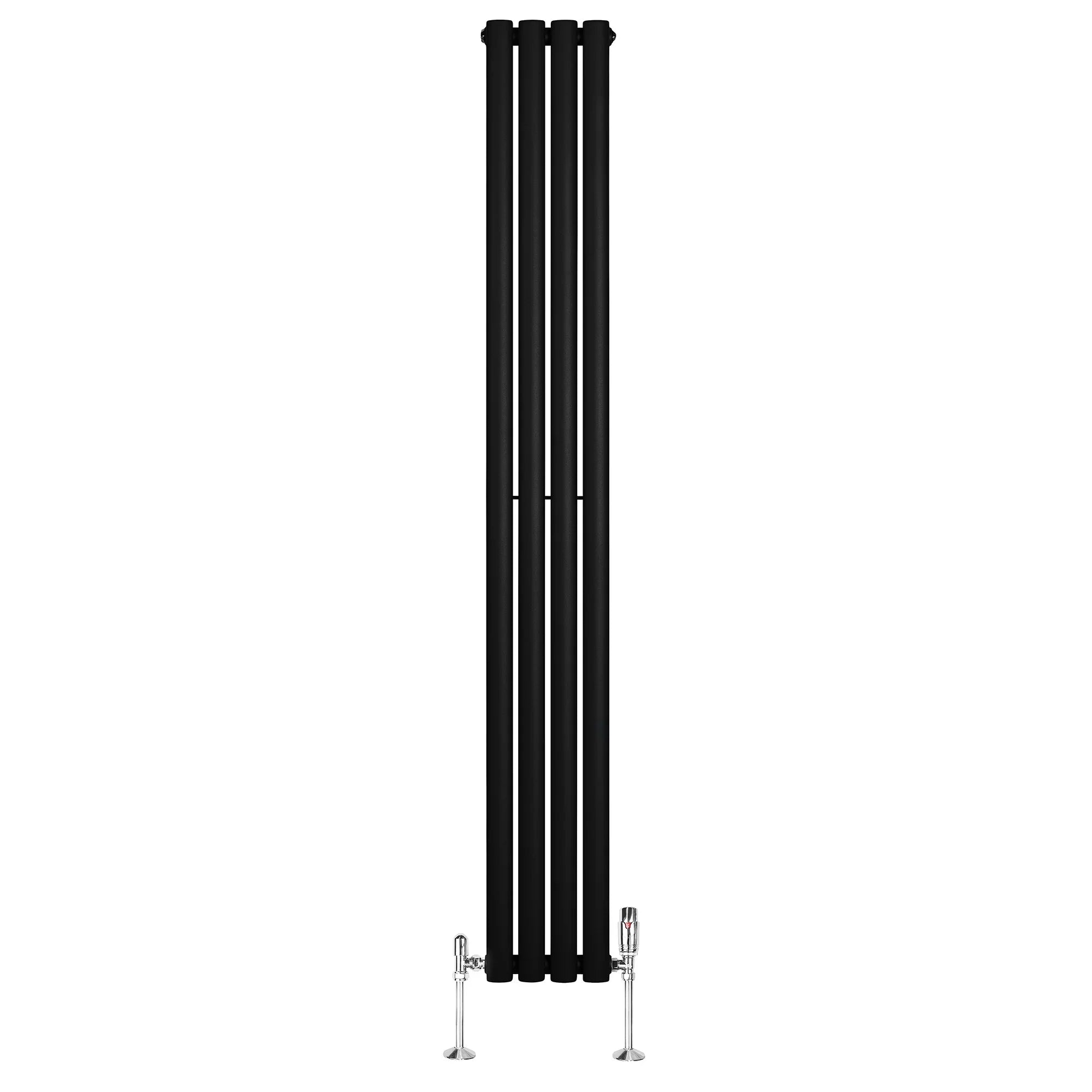 Oval Single Column Radiator & Valves – 1800mm x 240mm – Black