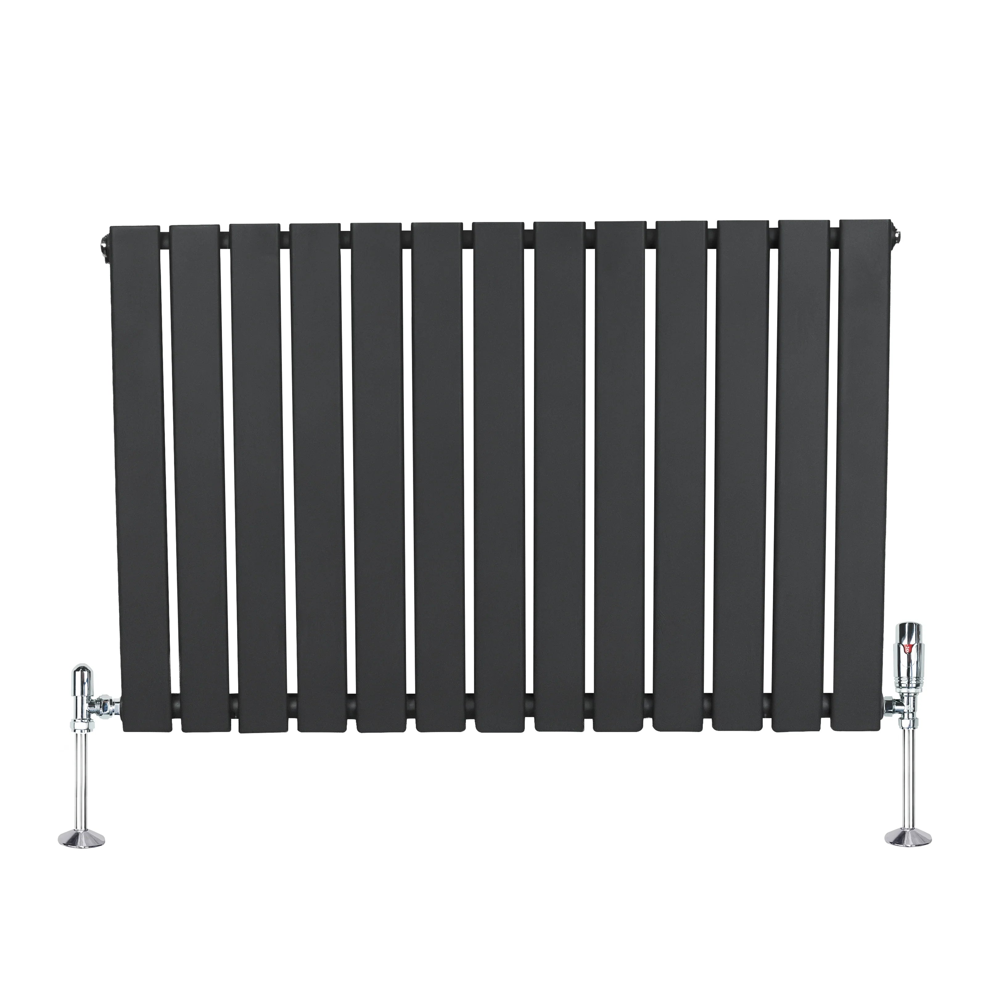 Flat Single Column Radiator & Valves – 600mm x 910mm – Anthracite Grey