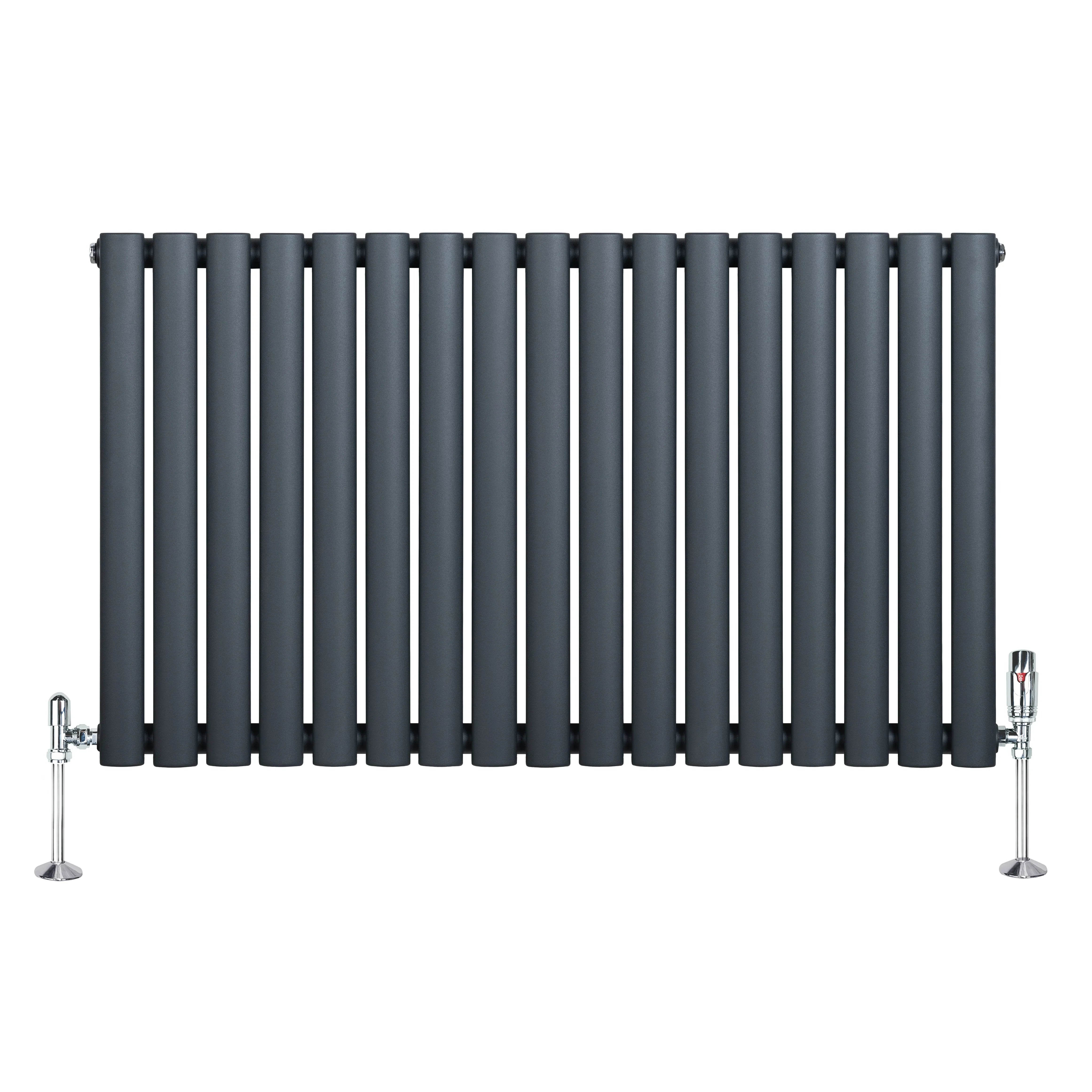 Oval Single Column Radiator & Valves – 600mm x 1020mm – Anthracite Grey