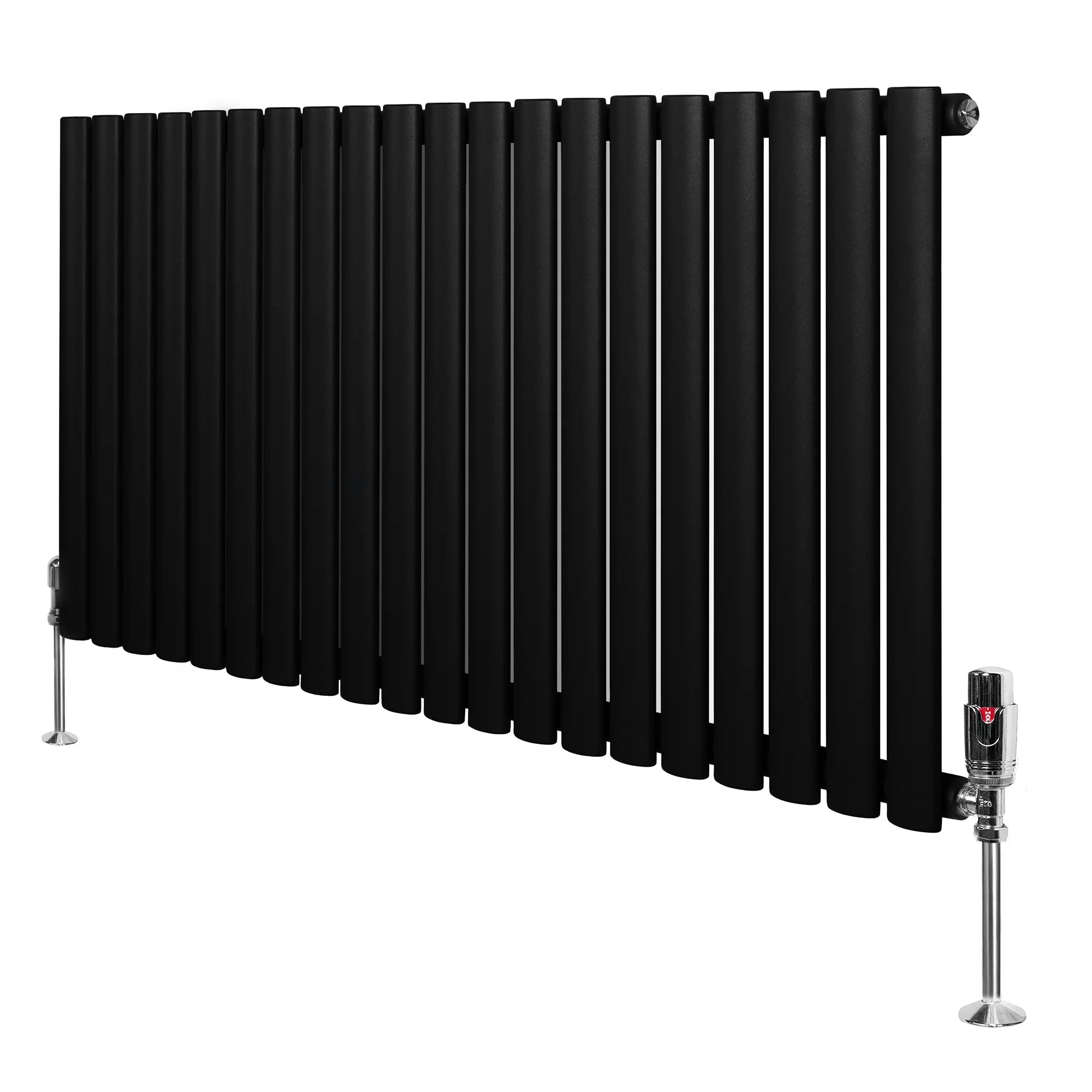 Oval Single Column Radiator & Valves – 600mm x 1200mm – Black