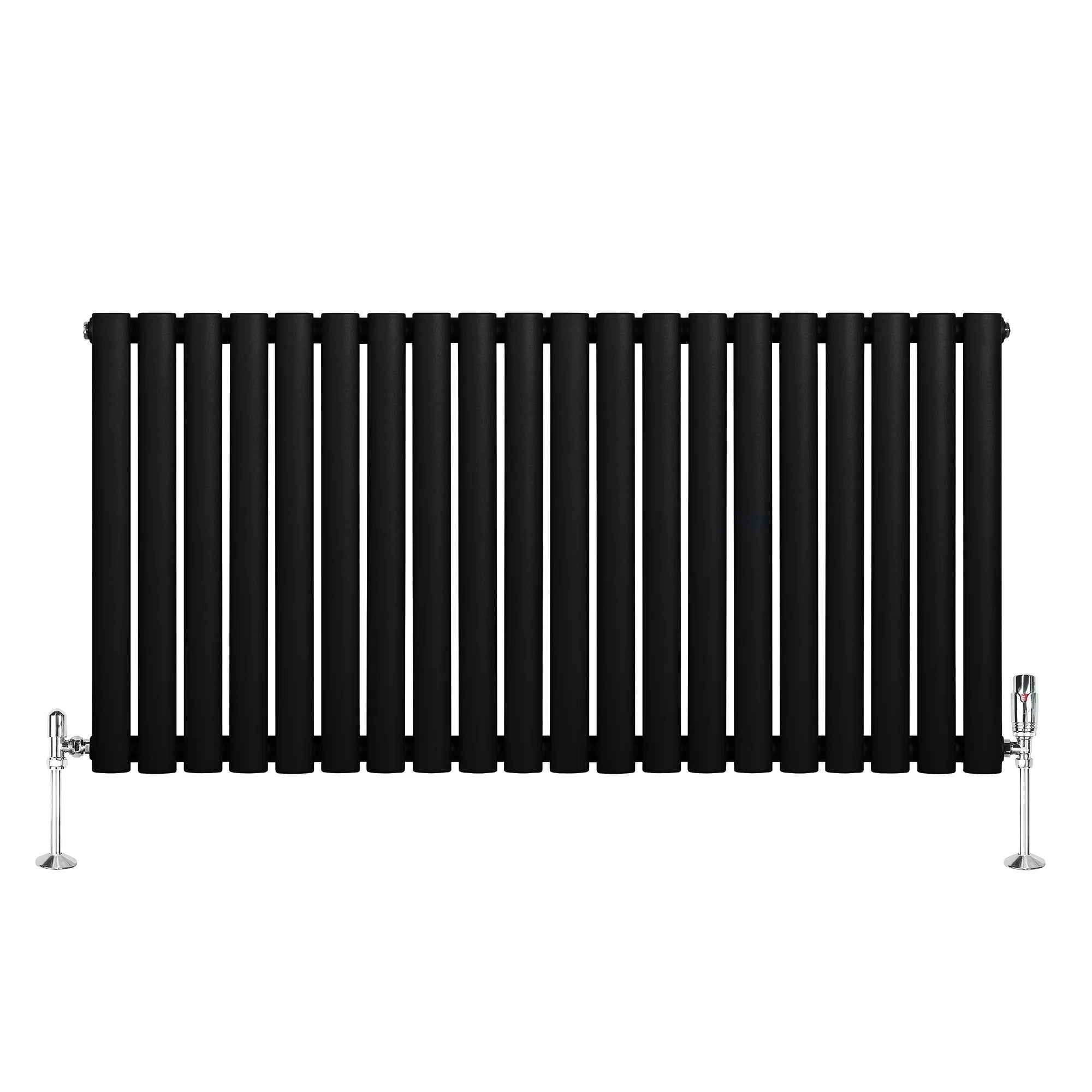 Oval Single Column Radiator & Valves – 600mm x 1200mm – Black