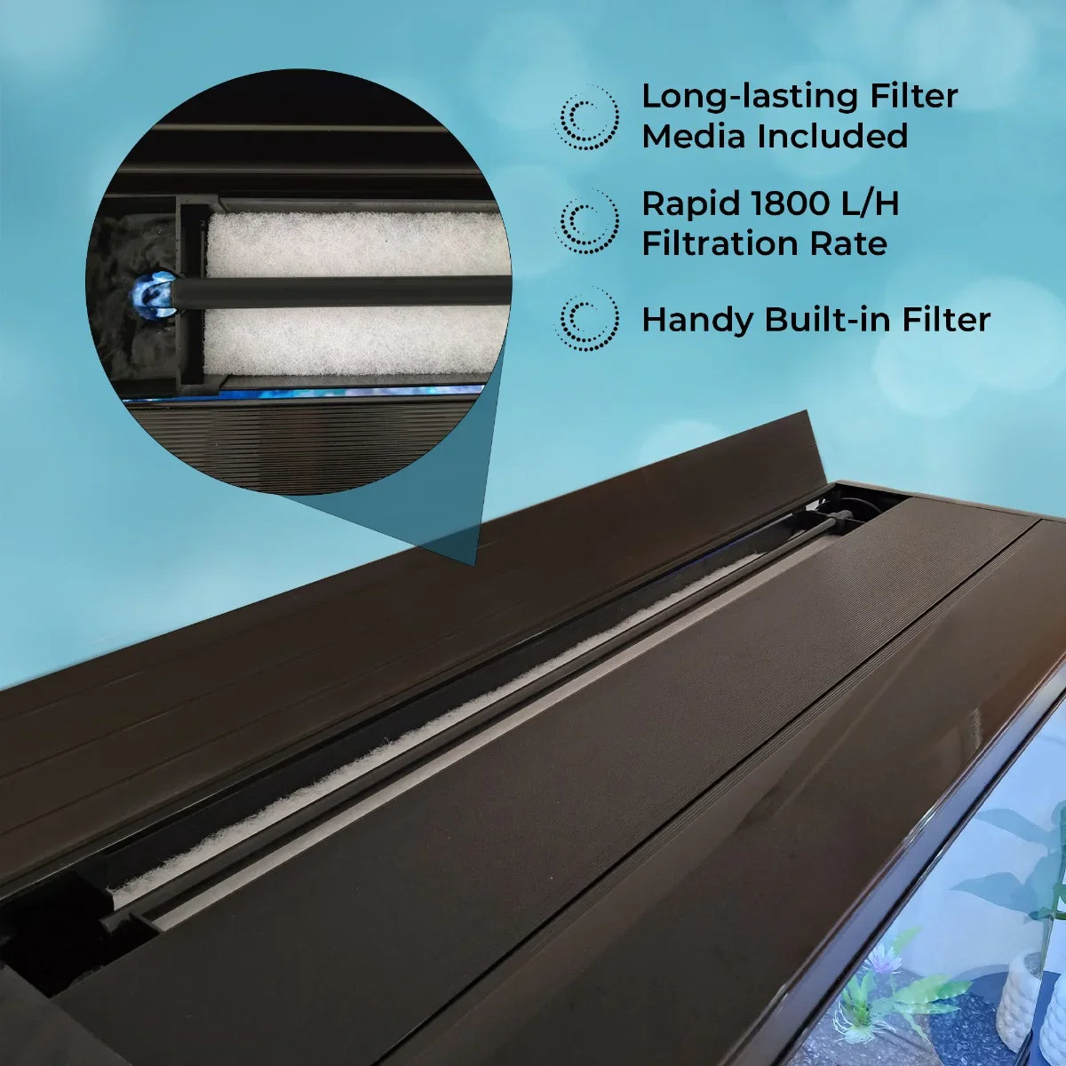 Aquarium Fish Tank & Cabinet with Complete Starter Kit - Black Tank & Blue Gravel