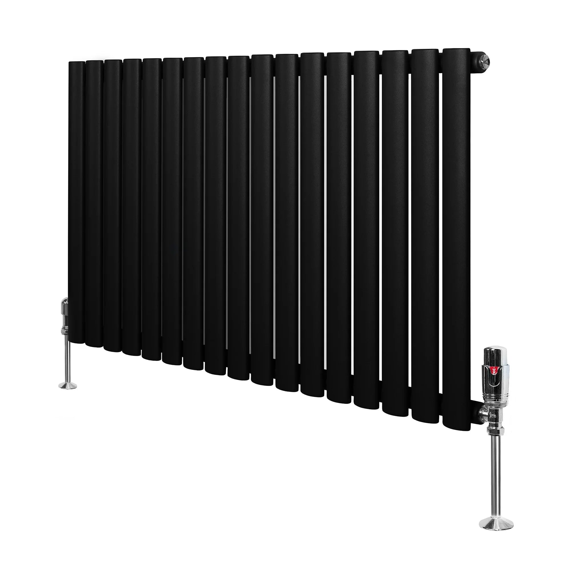 Oval Single Column Radiator & Valves – 600mm x 1020mm – Black