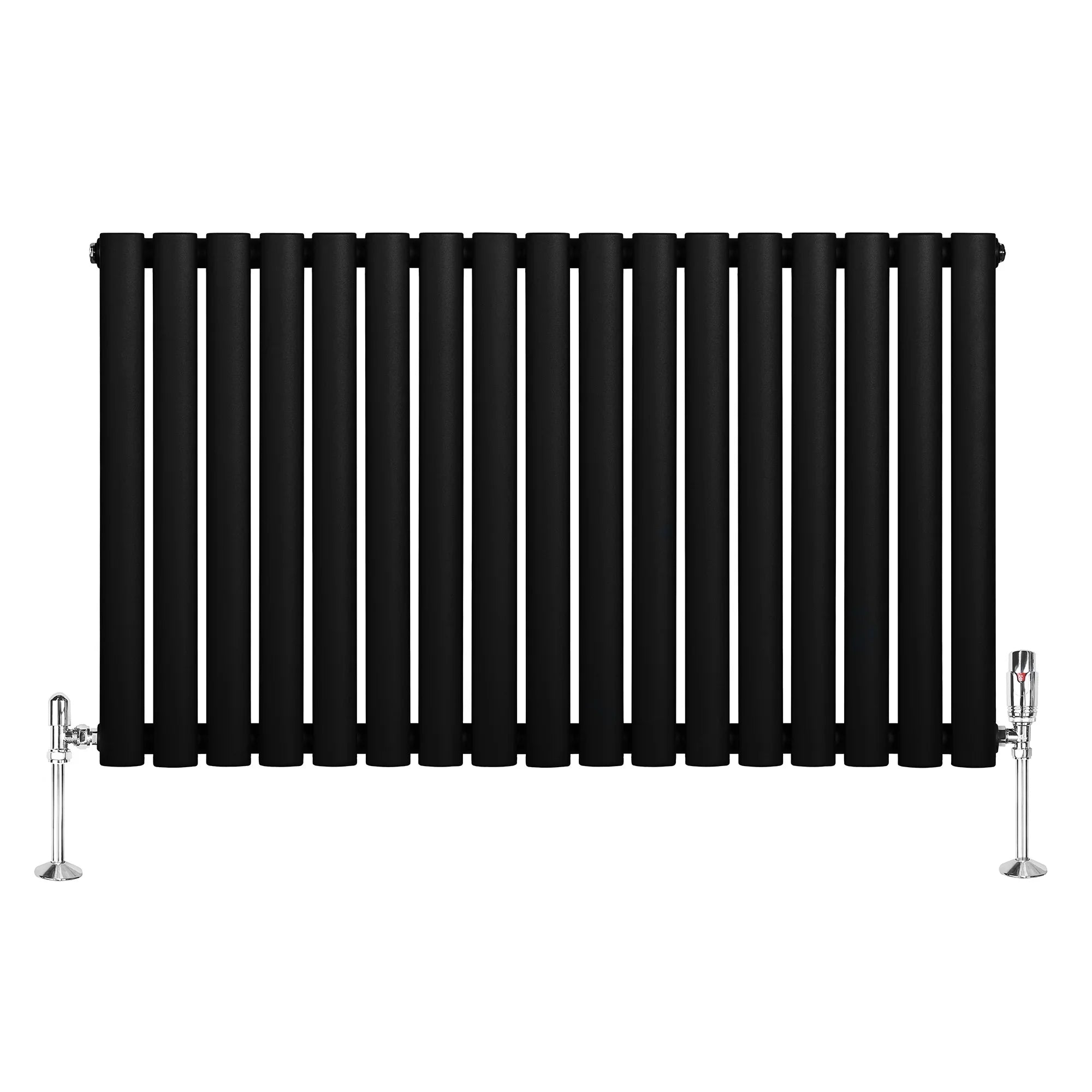 Oval Single Column Radiator & Valves – 600mm x 1020mm – Black