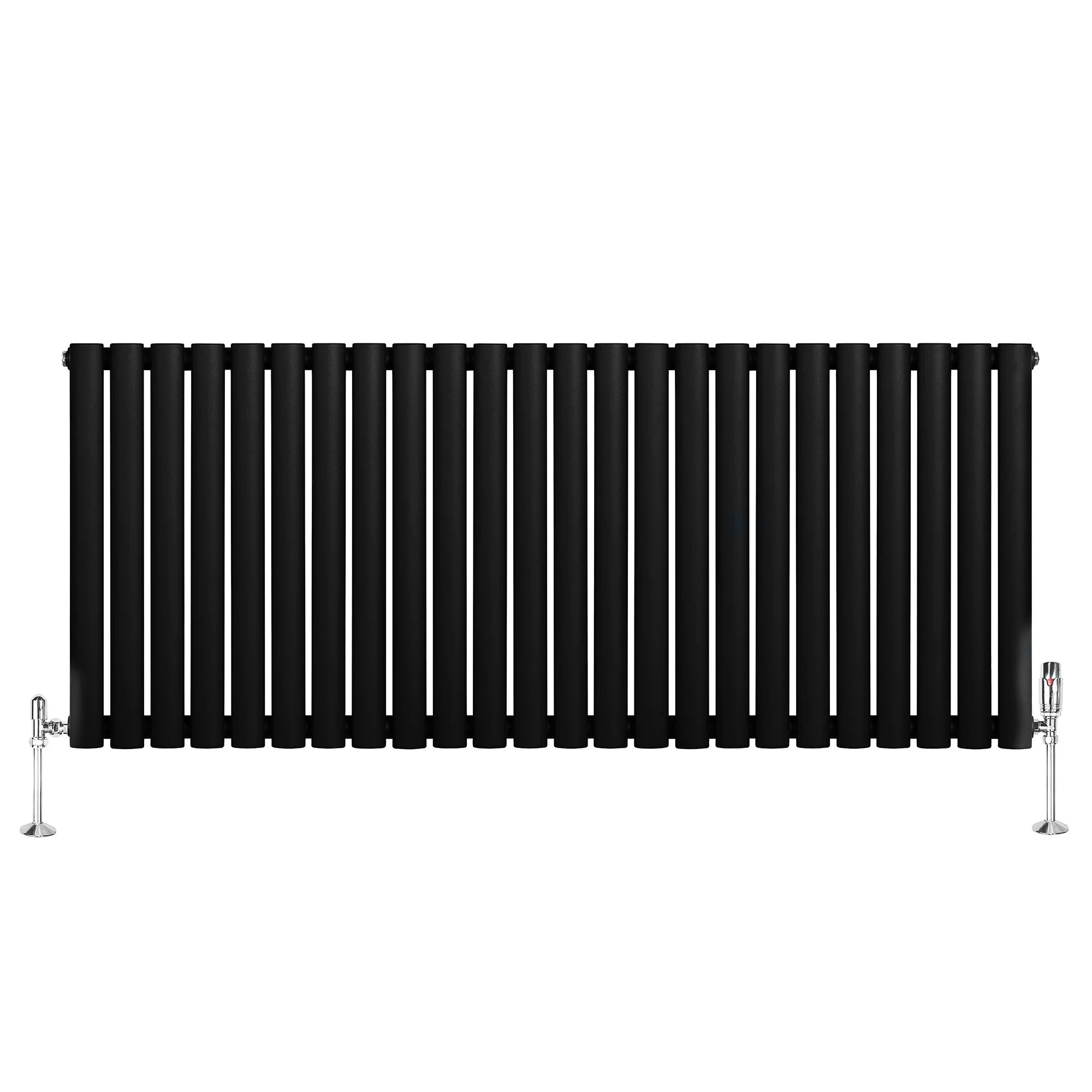 Oval Single Column Radiator & Valves – 600mm x 1440mm – Black