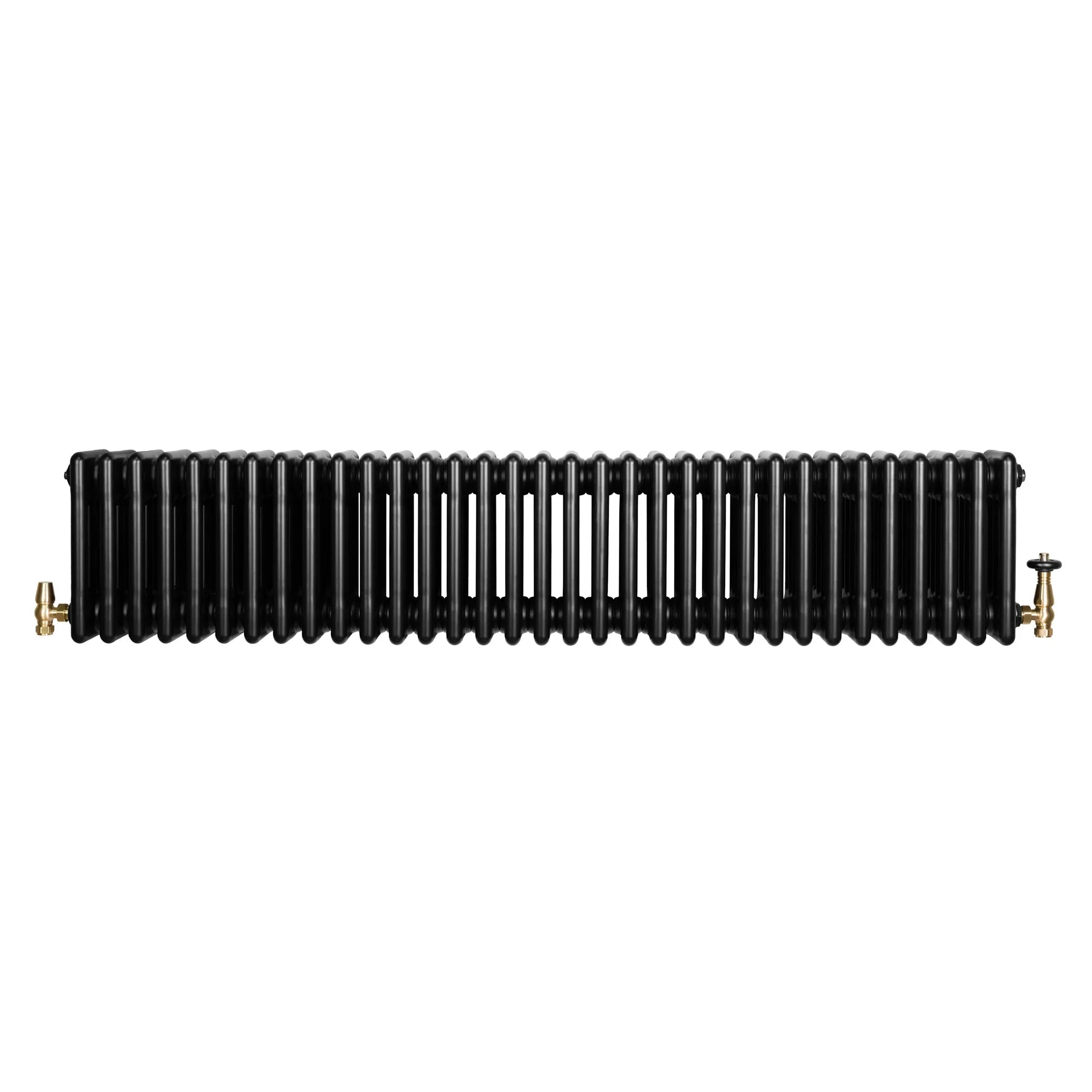 Traditional 4 Column Radiator & Valves - 300 x 1505mm - Black