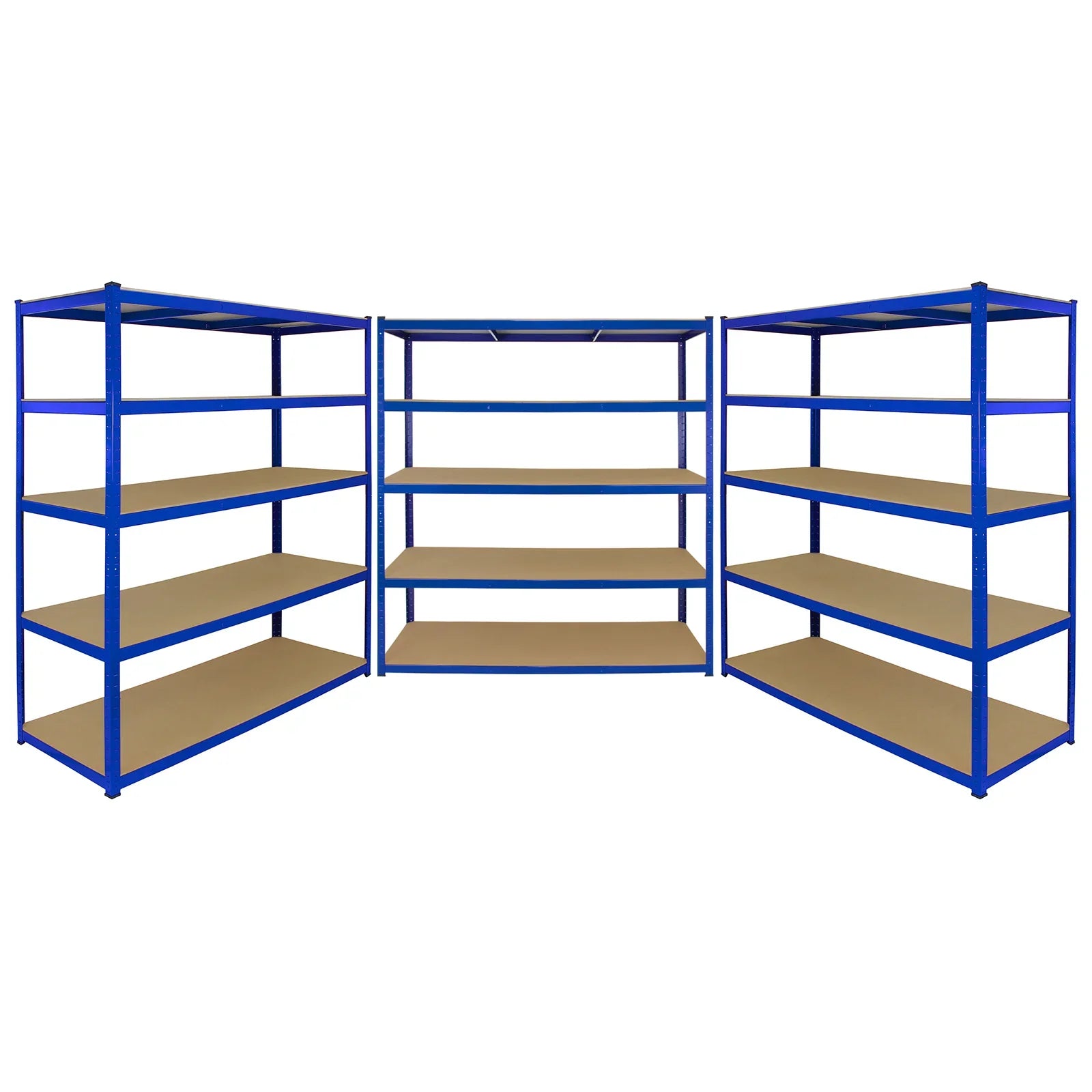 Monster Racking T-Rax 3 x Extra Wide Storage Shelves, Blue, 160cm W, 60cm D