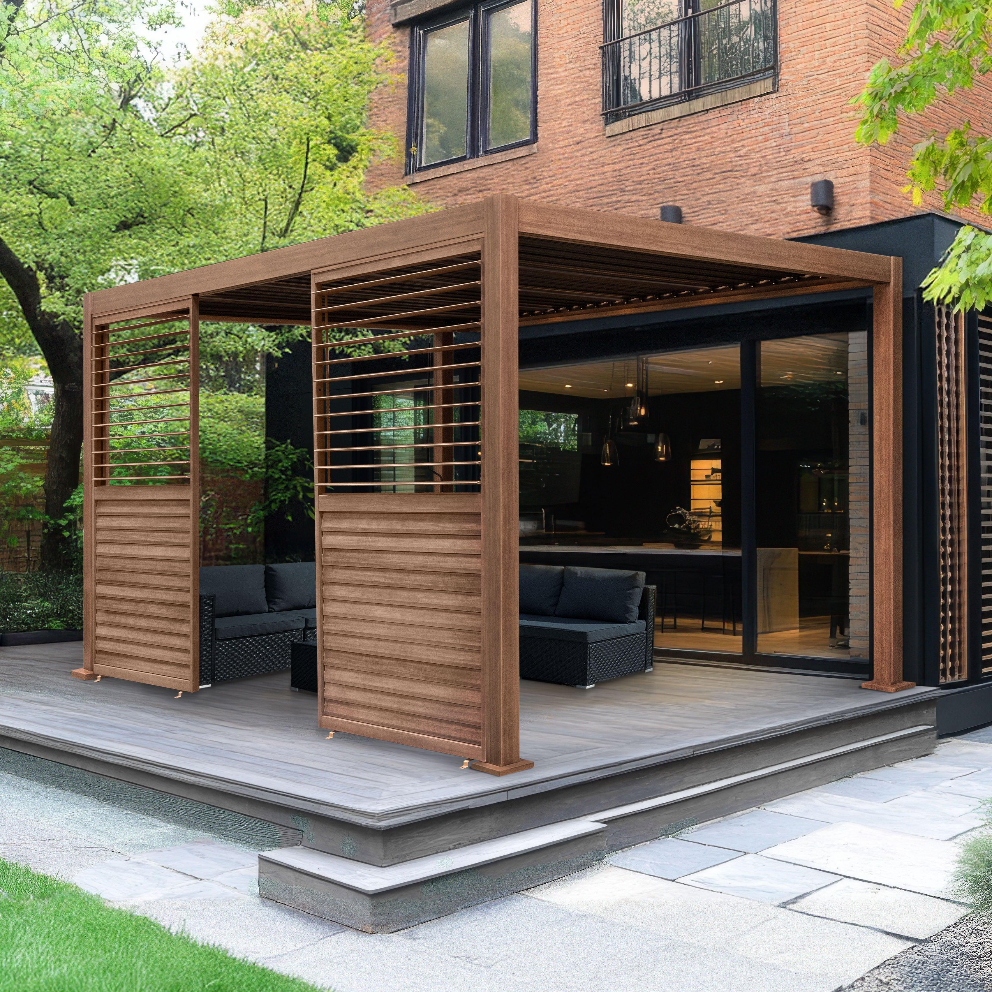 Wood Effect Aluminium Pergola Shutter Panel – 92cm Wide
