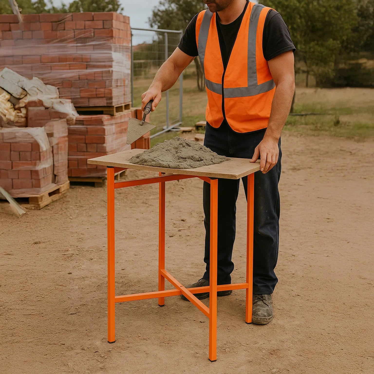 Trestle Stand x 2 & Mortar Board Stands 750mm H x 3