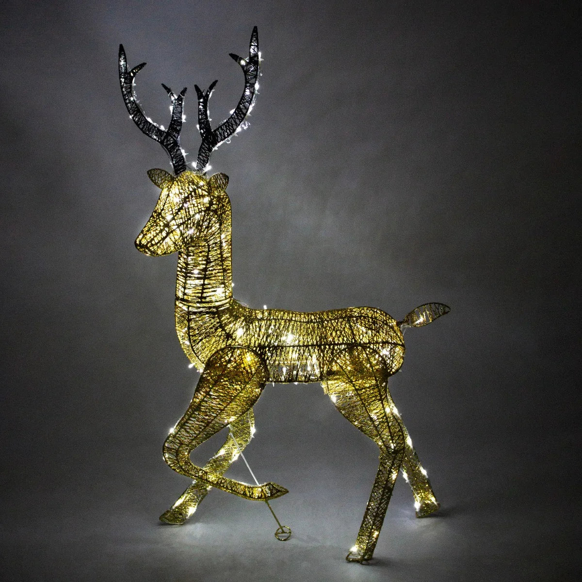 Light Up Reindeer Gold Stag - 120cm 200 Ice White LED