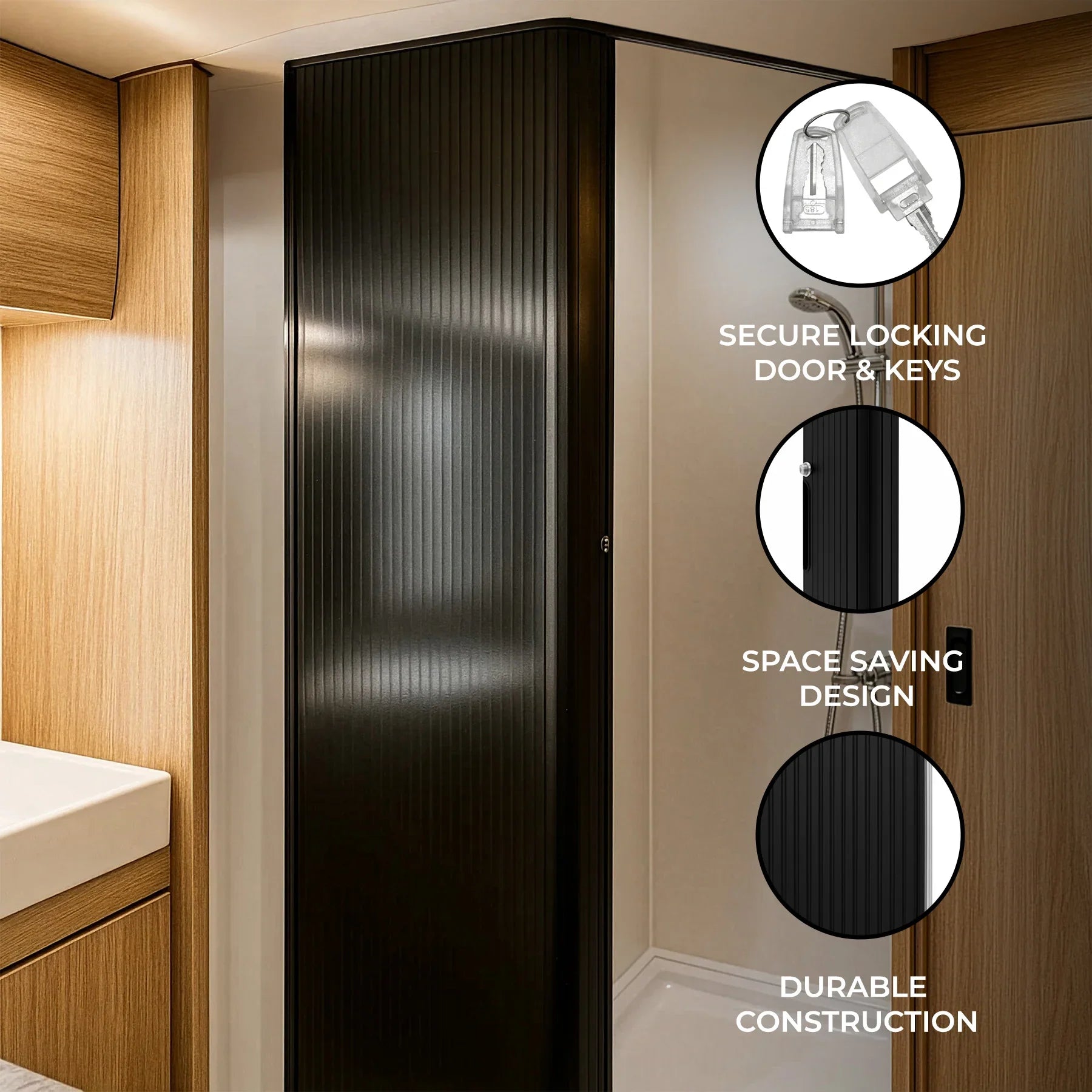 Tambour Shower Door – Black