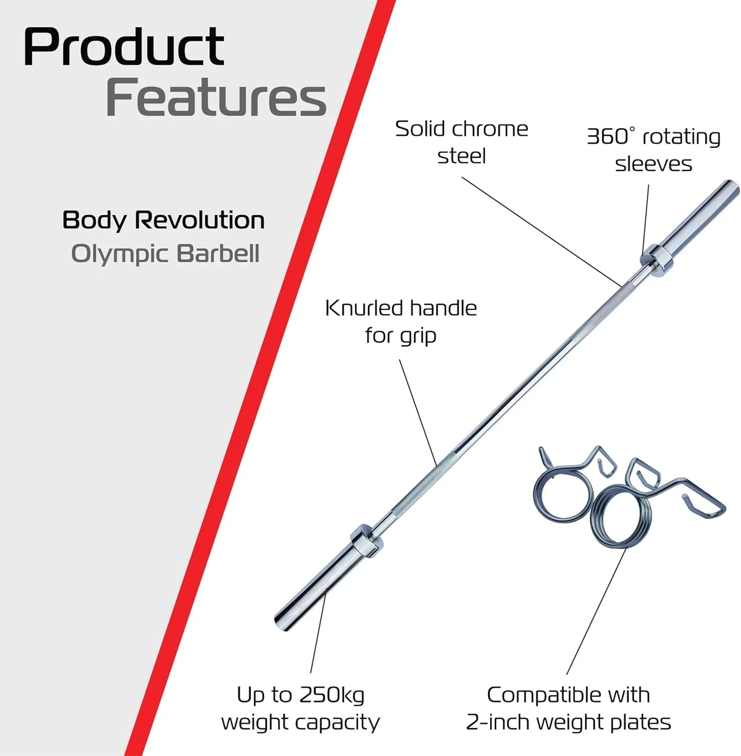 6ft Body Revolution Olympic Barbell Bar