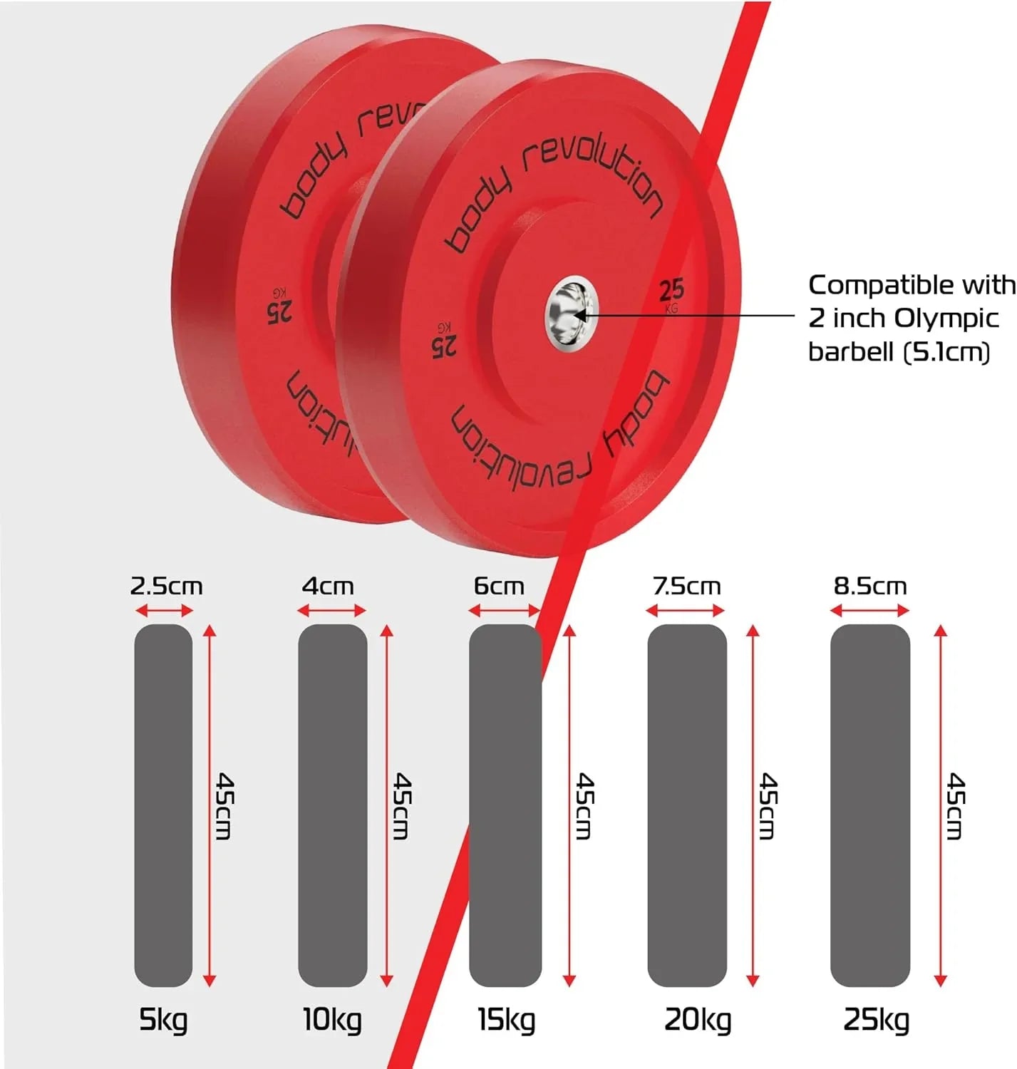 Body Revolution 30kg Bundle Olympic Coloured Bumper Plates