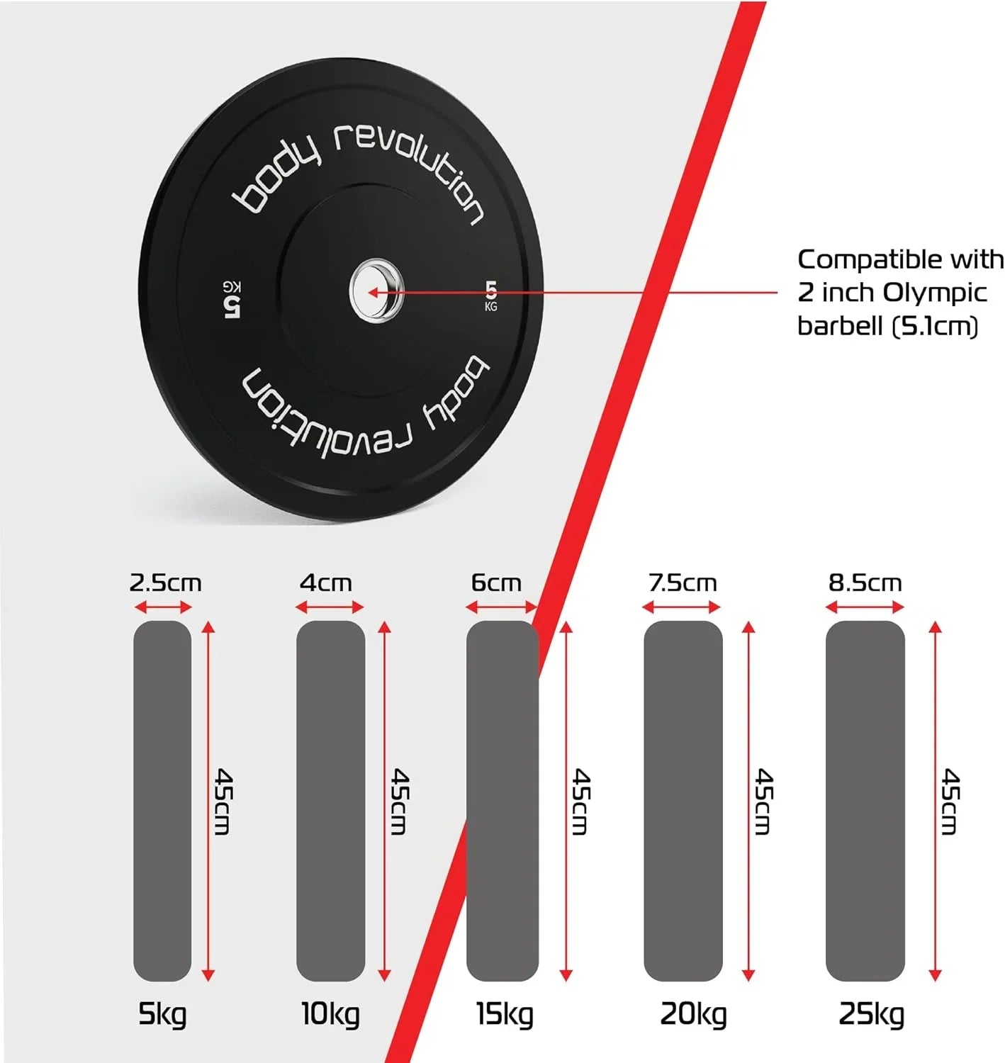 Body Revolution 2 x 15kg Black Olympic Bumper Plates