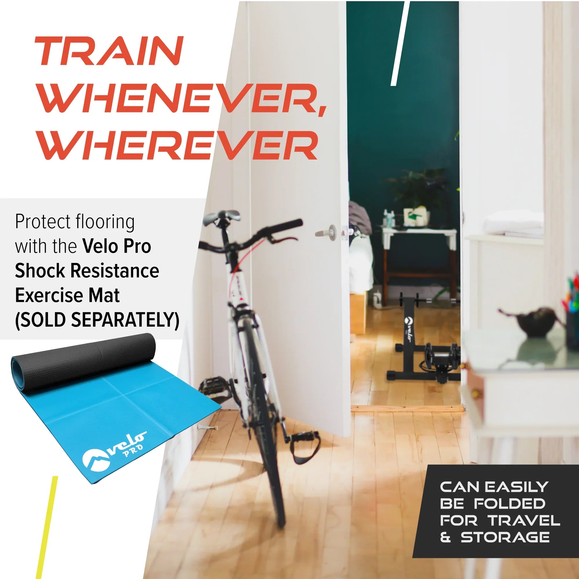 Velo Pro Black Magnetic Turbo Trainer with Mat