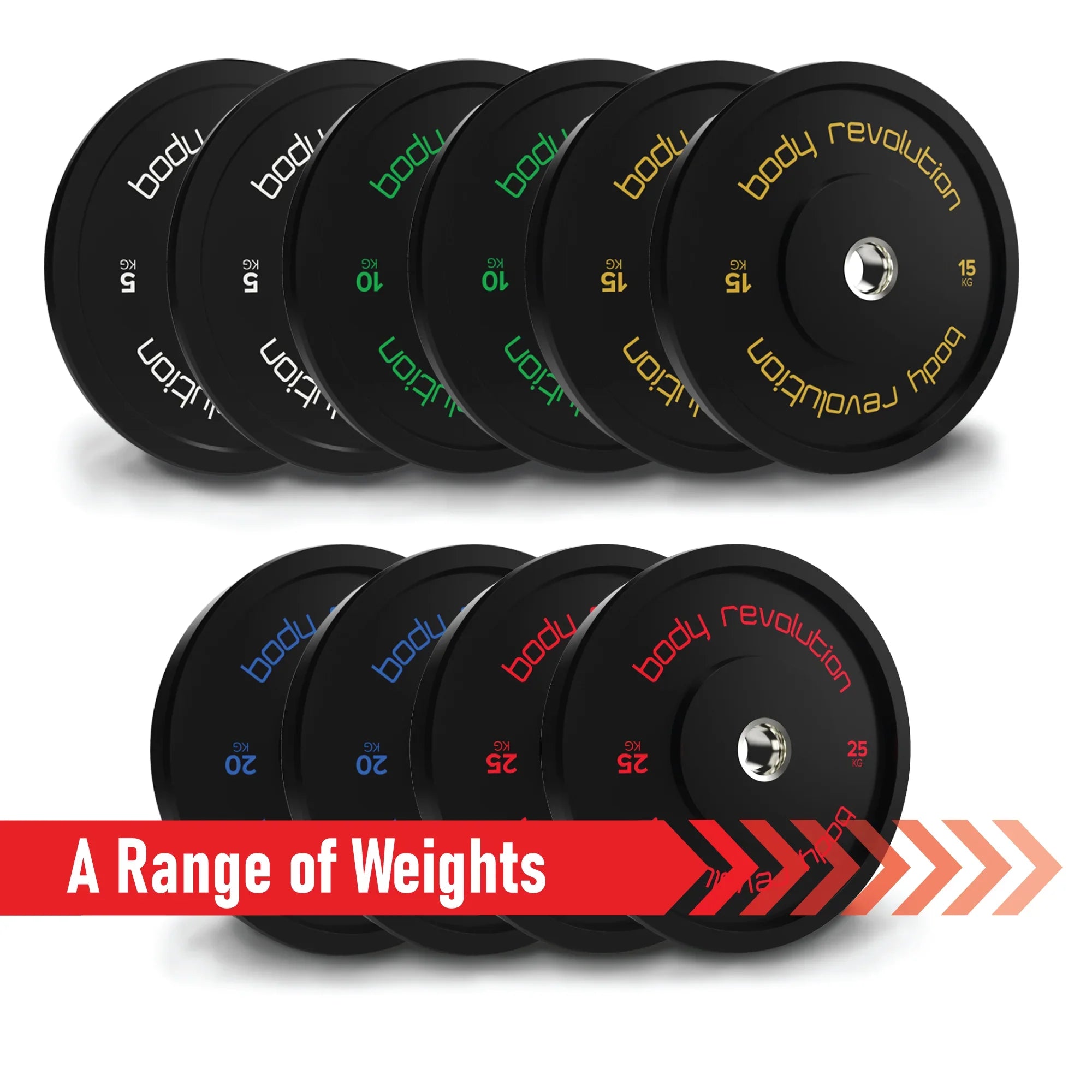 Body Revolution Olympic Black Bumper Plate 100kg Bundle