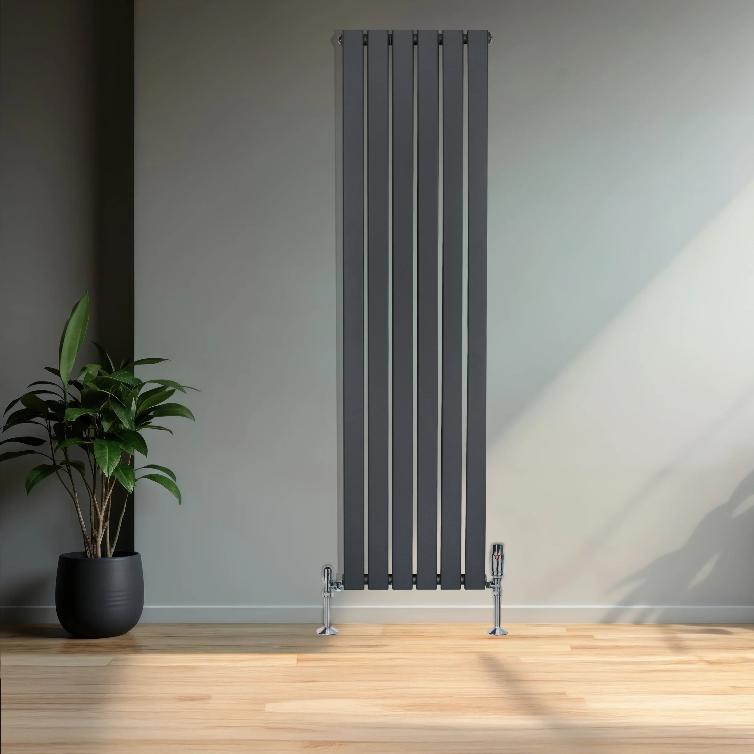 Flat Single Column Radiator - 1600 x 420mm - Anthracite Grey