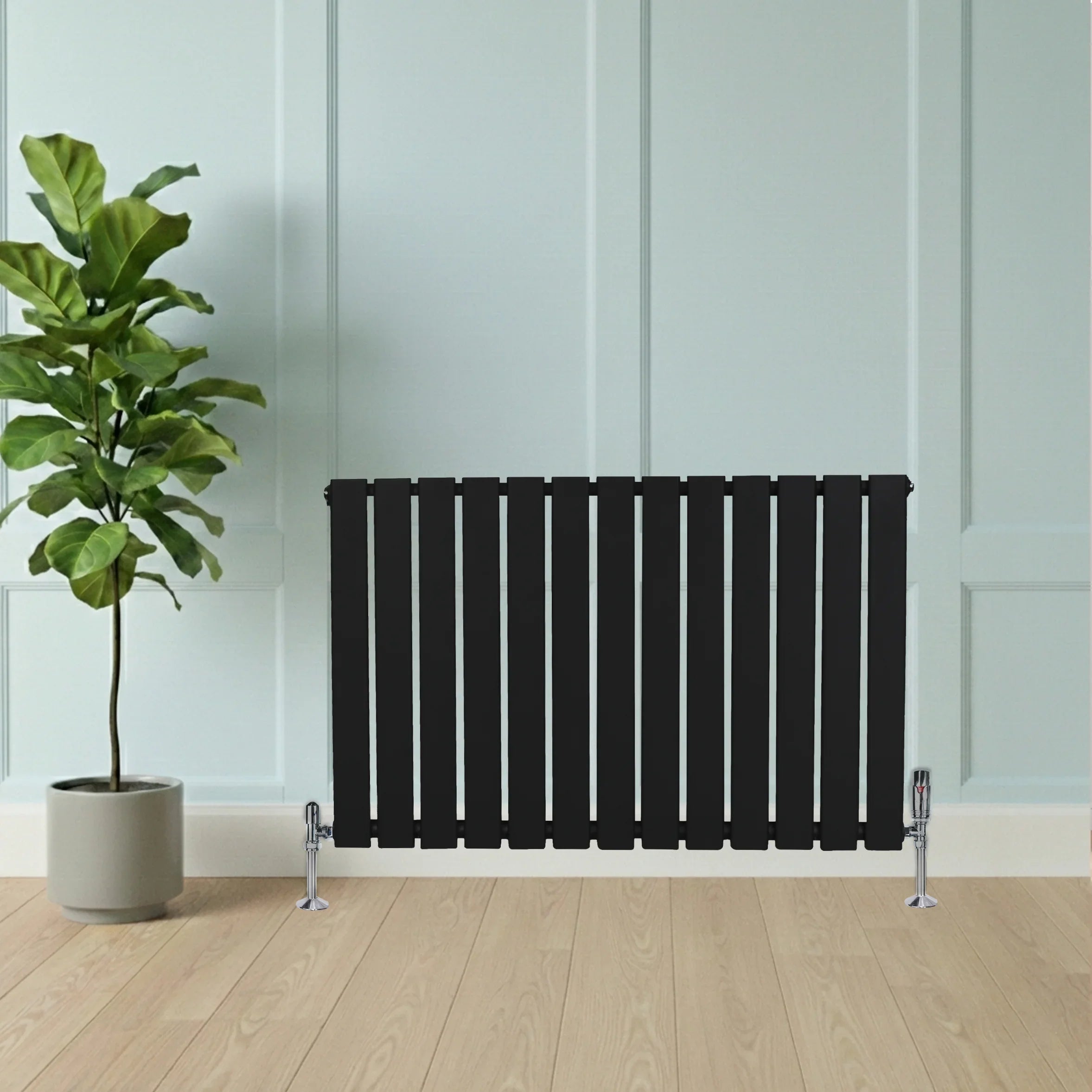 Flat Single Column Radiator - 600 x 910mm - Black