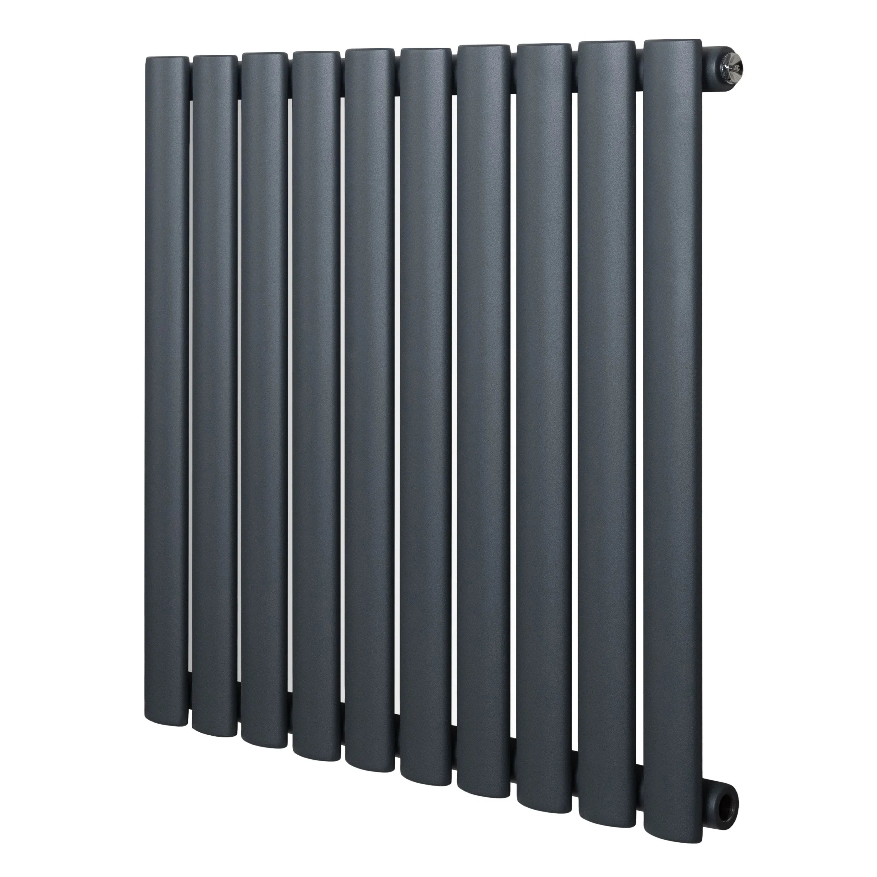 Oval Single Column Radiator - 600 x 600mm - Anthracite Grey