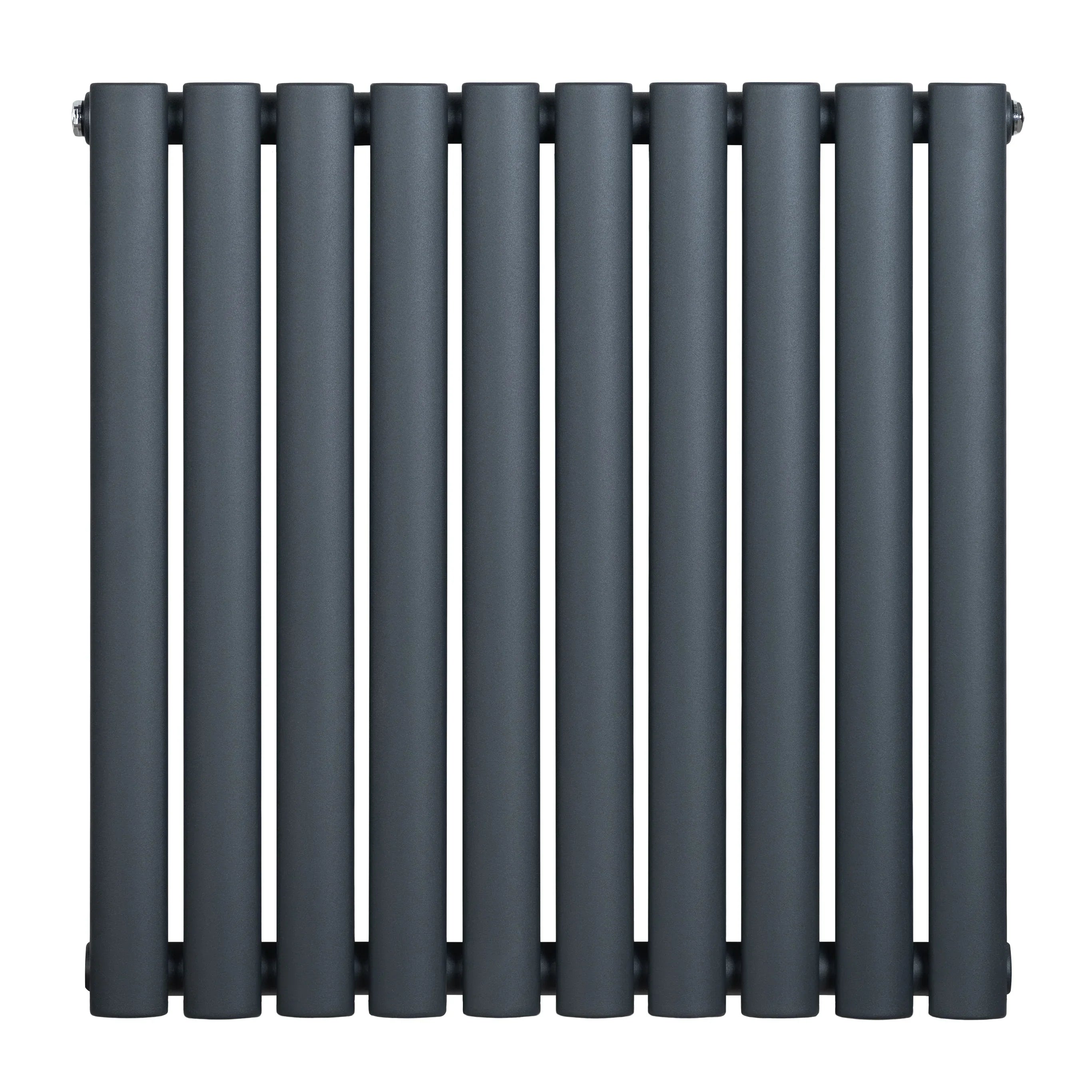 Oval Single Column Radiator - 600 x 600mm - Anthracite Grey