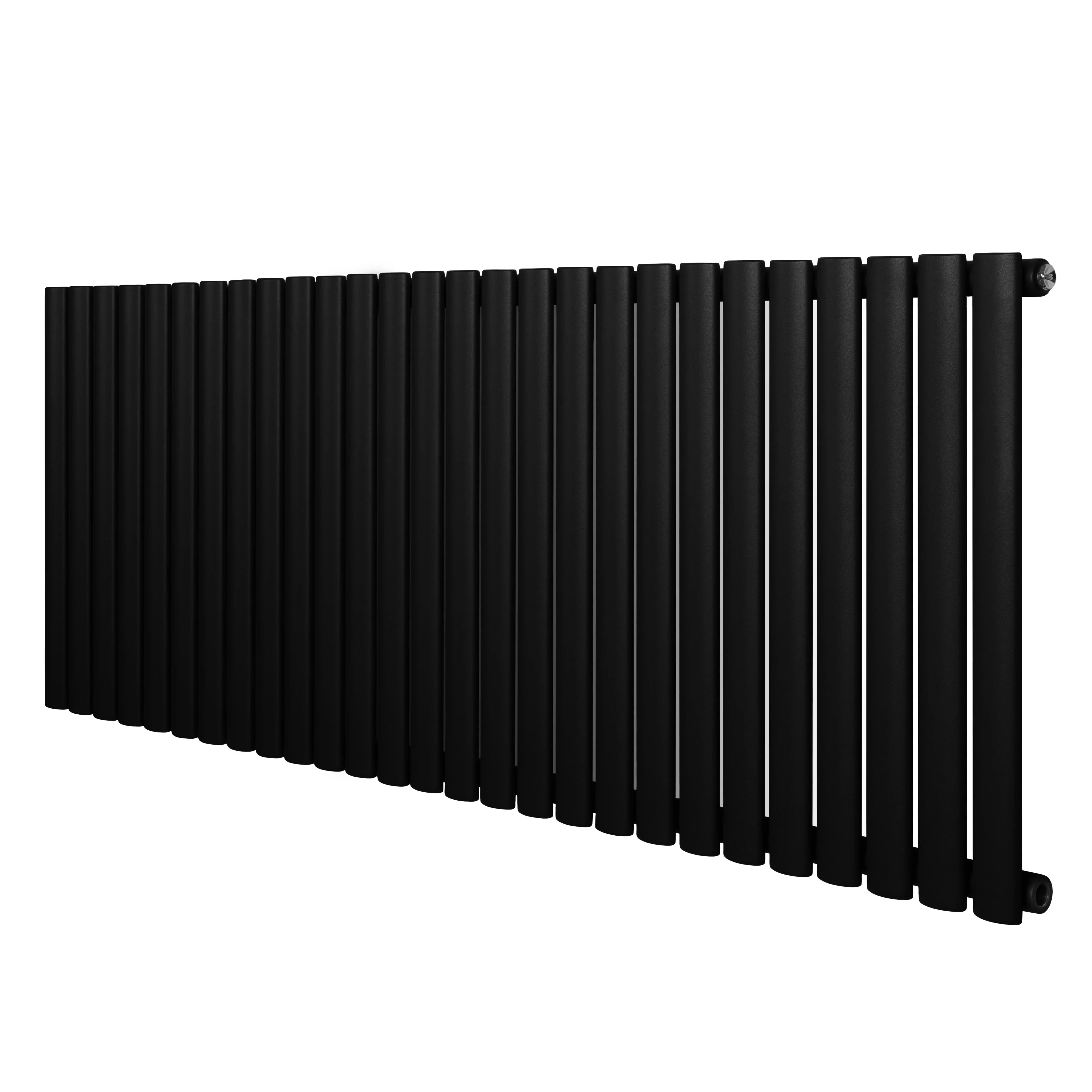 Oval Single Column Radiator - 600 x 1620mm - Black