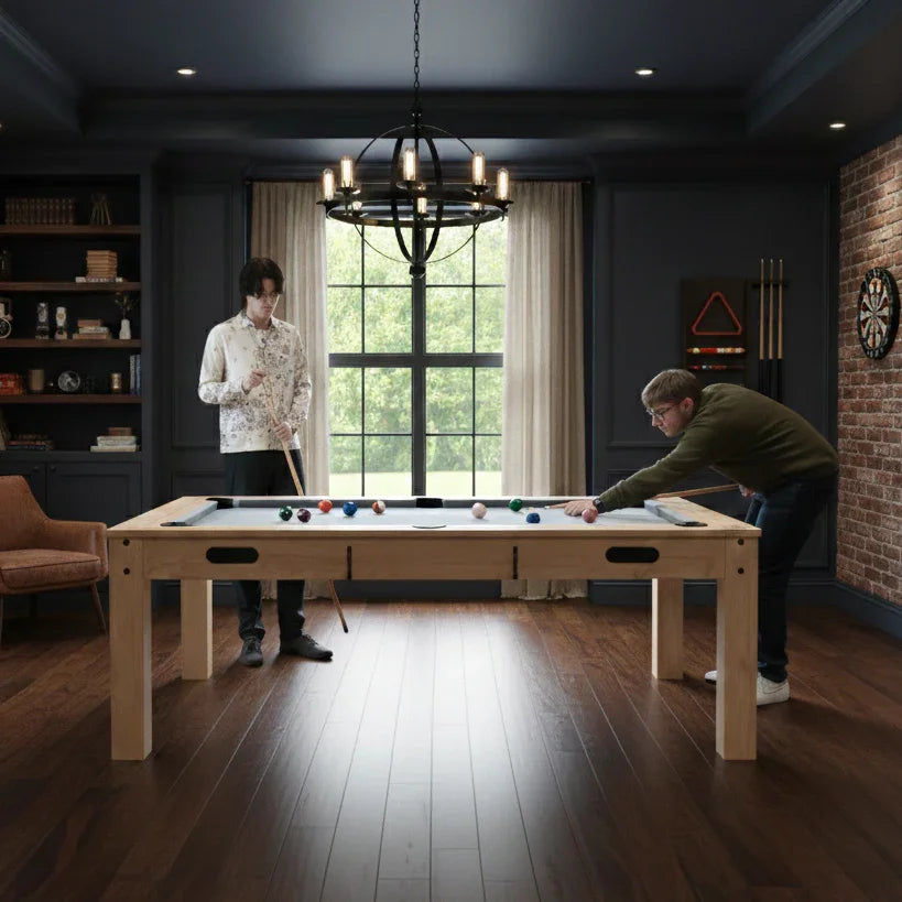 7-In-1 Oak Games Table, Darts Bundle & LED Light