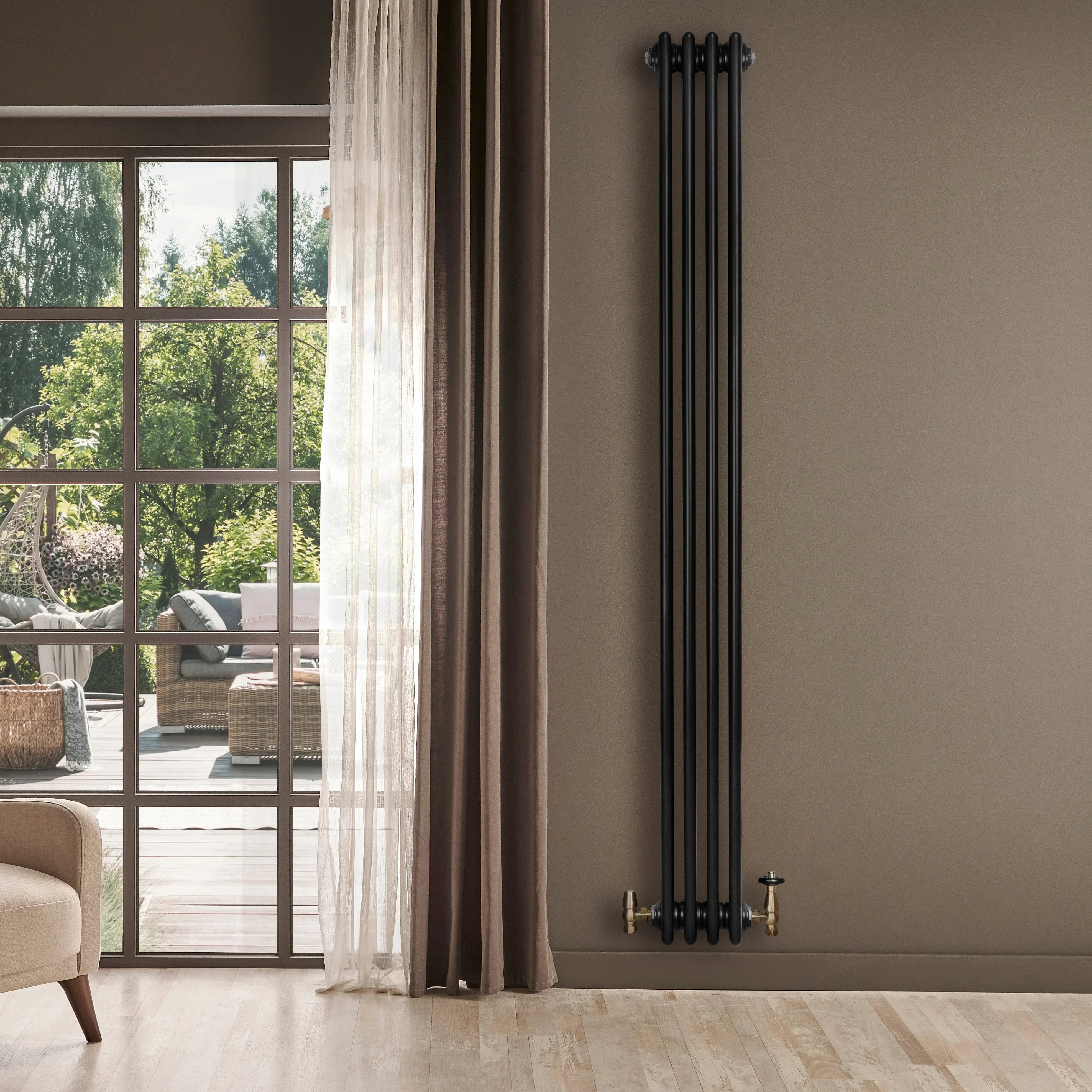 Traditional 4 Column Radiator - 1800 x 200mm - Black