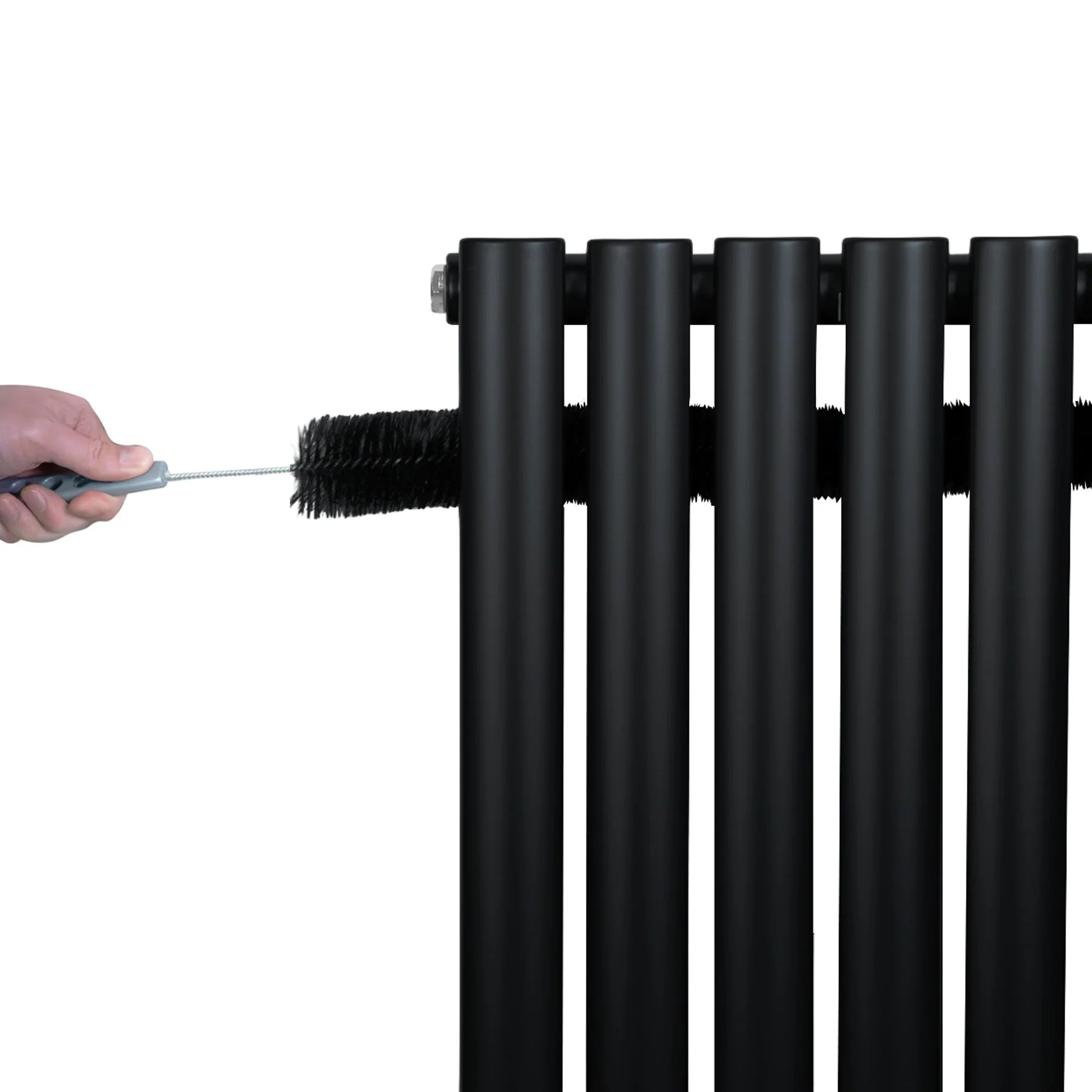 Oval Single Column Radiator - 1600 x 360mm - Black
